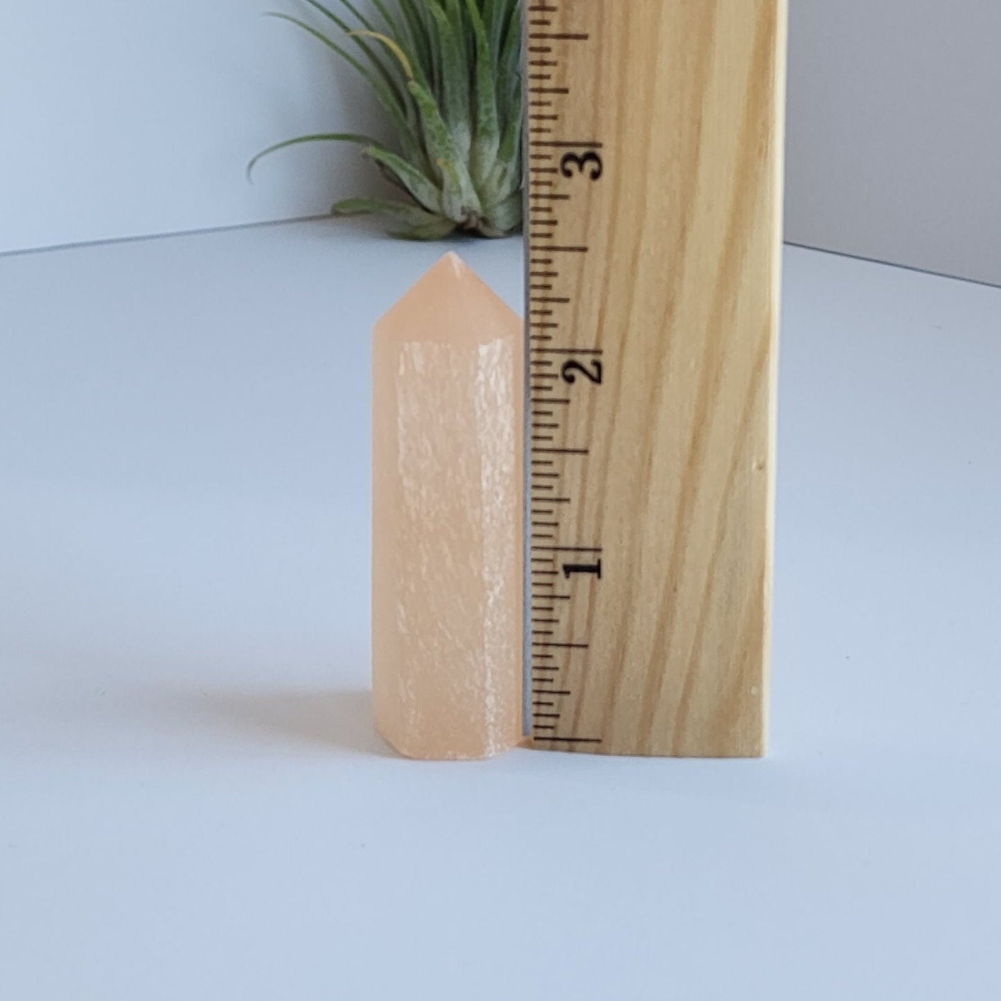 Peach Selenite Crystal Tower, Soft Orange Glow (2.5 Inches)