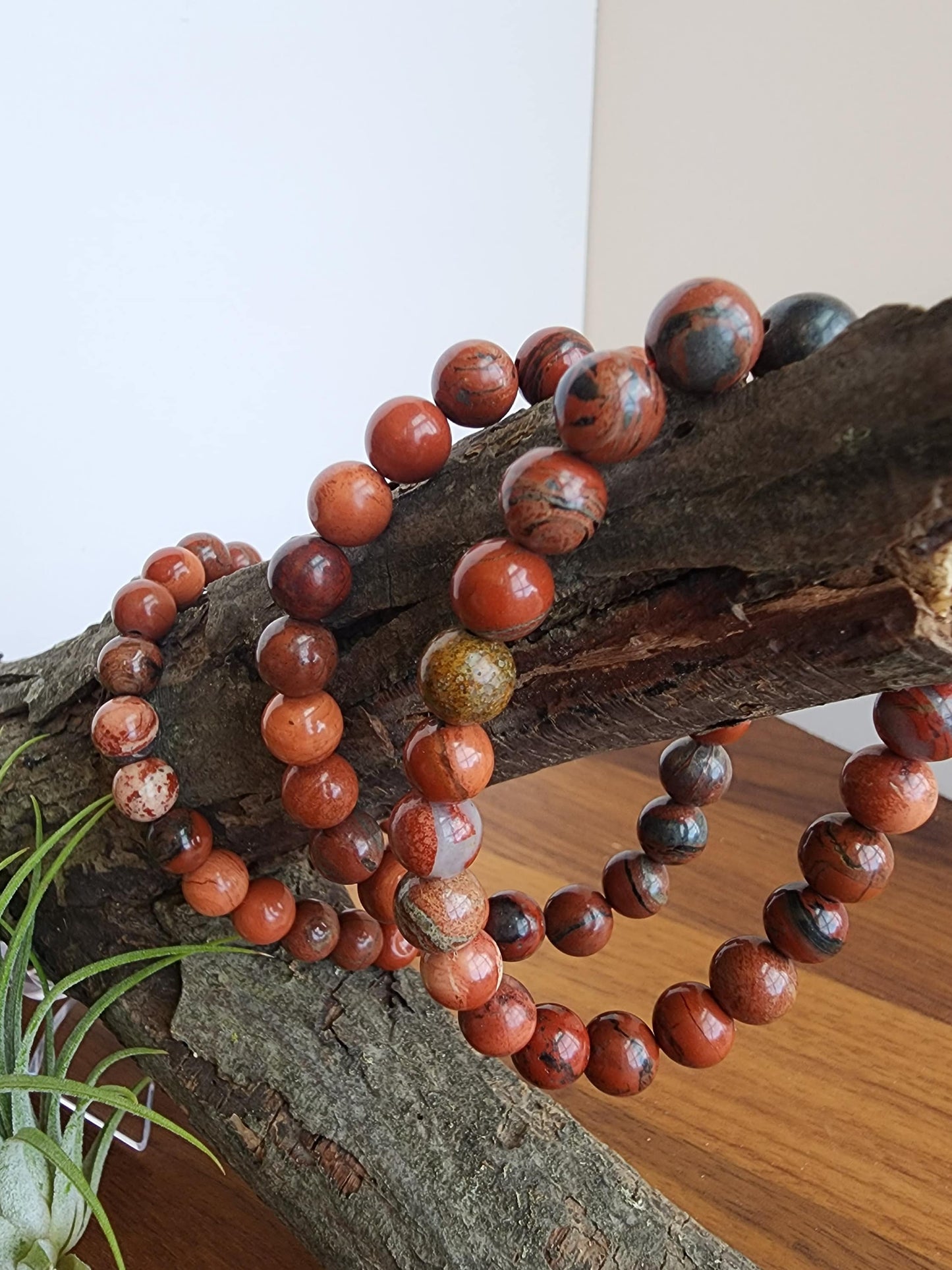 Red Jasper Bracelet | 8MM Crystal Beads | Natural Bracciated Poppy Jasper | As seen in the Christmas Crystal Confetti Mix | Bold Red Jewelry