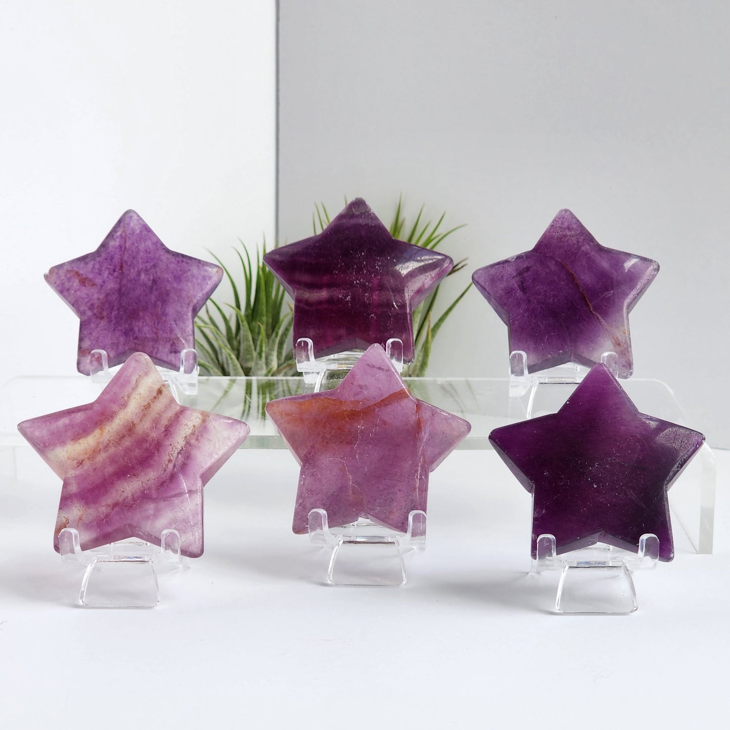 Fluorite Star Carving, Purple Color Hand-Carved Fluorite Stars, Medium Size. Intuitively Chosen for You!