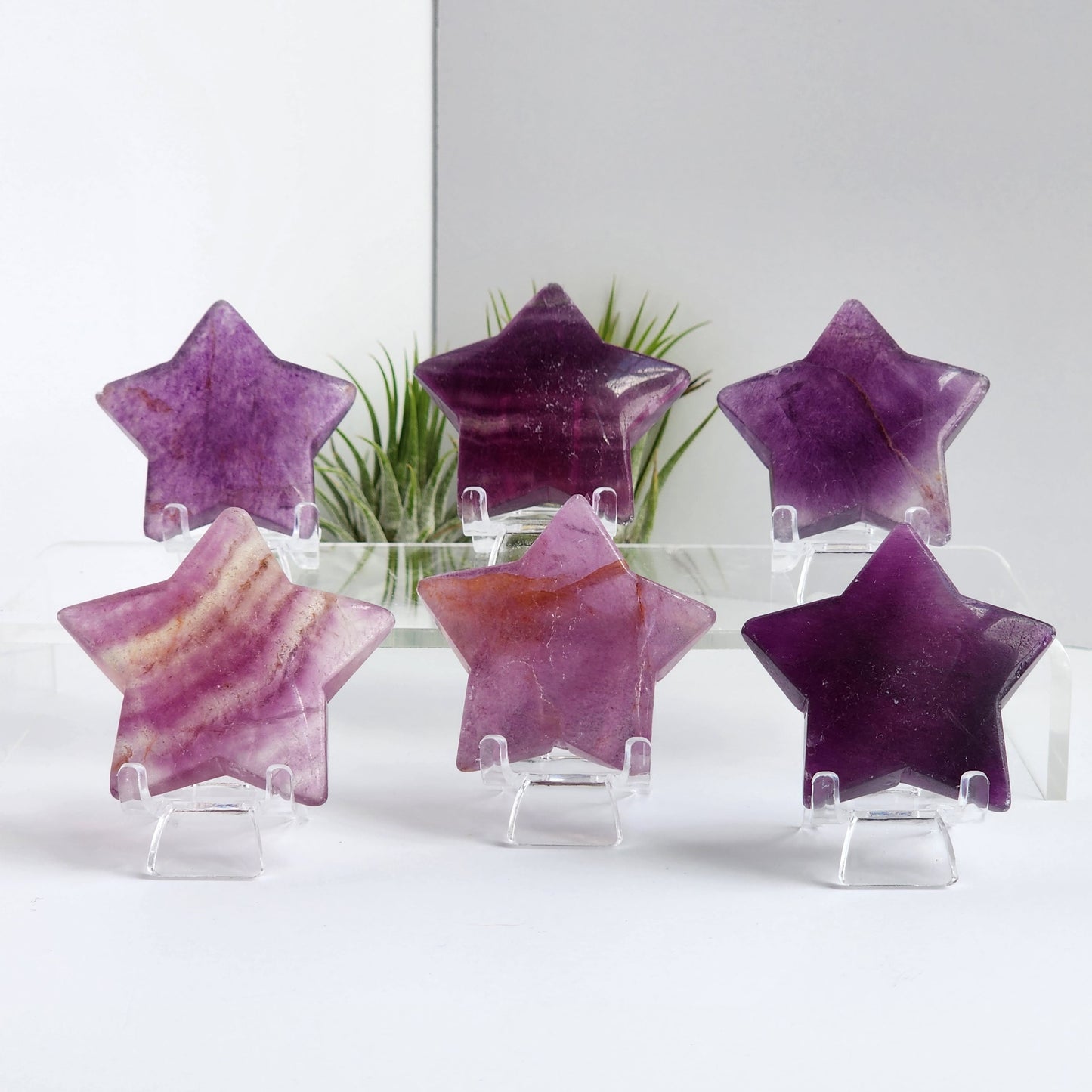 Fluorite Star Carving, Purple Color Hand-Carved Fluorite Stars, Medium Size. Intuitively Chosen for You!
