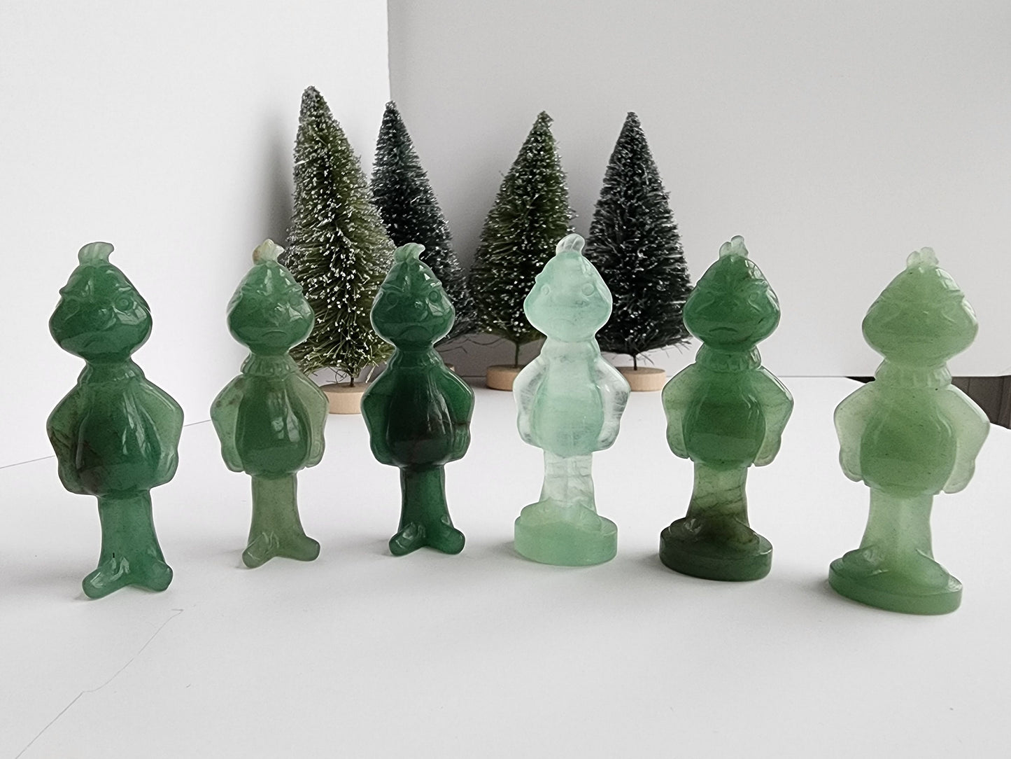 Green Aventurine 'Mean One' Christmas Crystal Carving