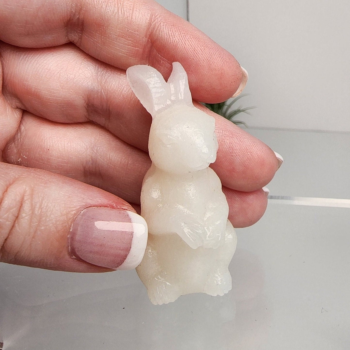 Crystal Bunny Carvings: Fluorite, Rose & White Quartz Rabbits