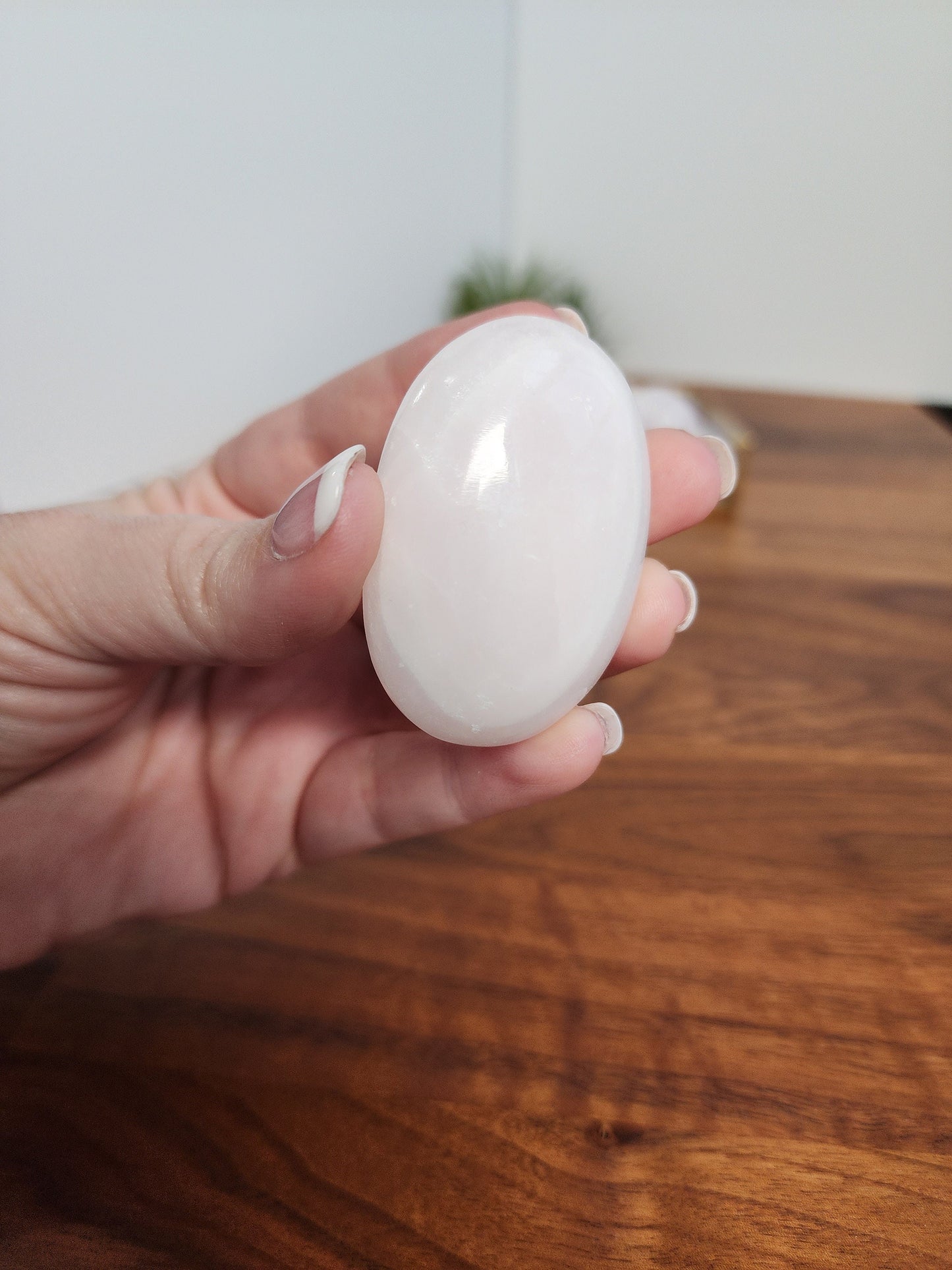 Pink Mangano Calcite Palm Stone | UV Reactive Crystals | Large Palm Stones | Pocket Stones | Intuitively Chosen