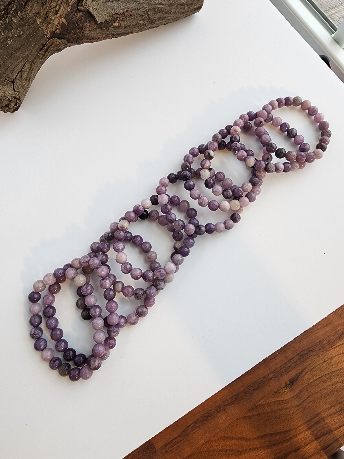 Lepidolite Bracelet: 8MM Purple Crystal Beads | Rare, lilac-purple lithium-rich mica mineral