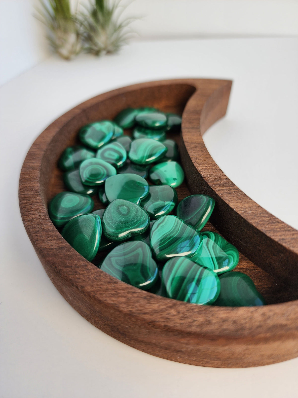 Malachite Hearts | Green Pocket Stone | Deep Green Patterned Crystals | Mini Heart Carving | Intuitively Chosen