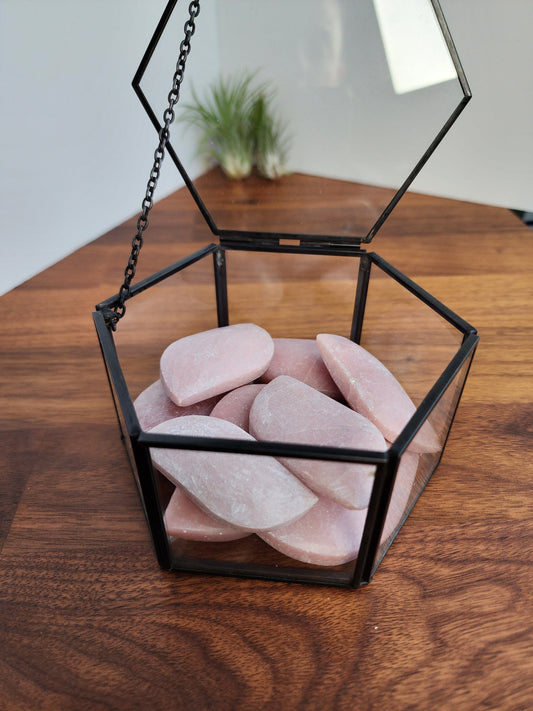 Pink Opal Palm Stone: Free Form Crystal for Calm and Balance