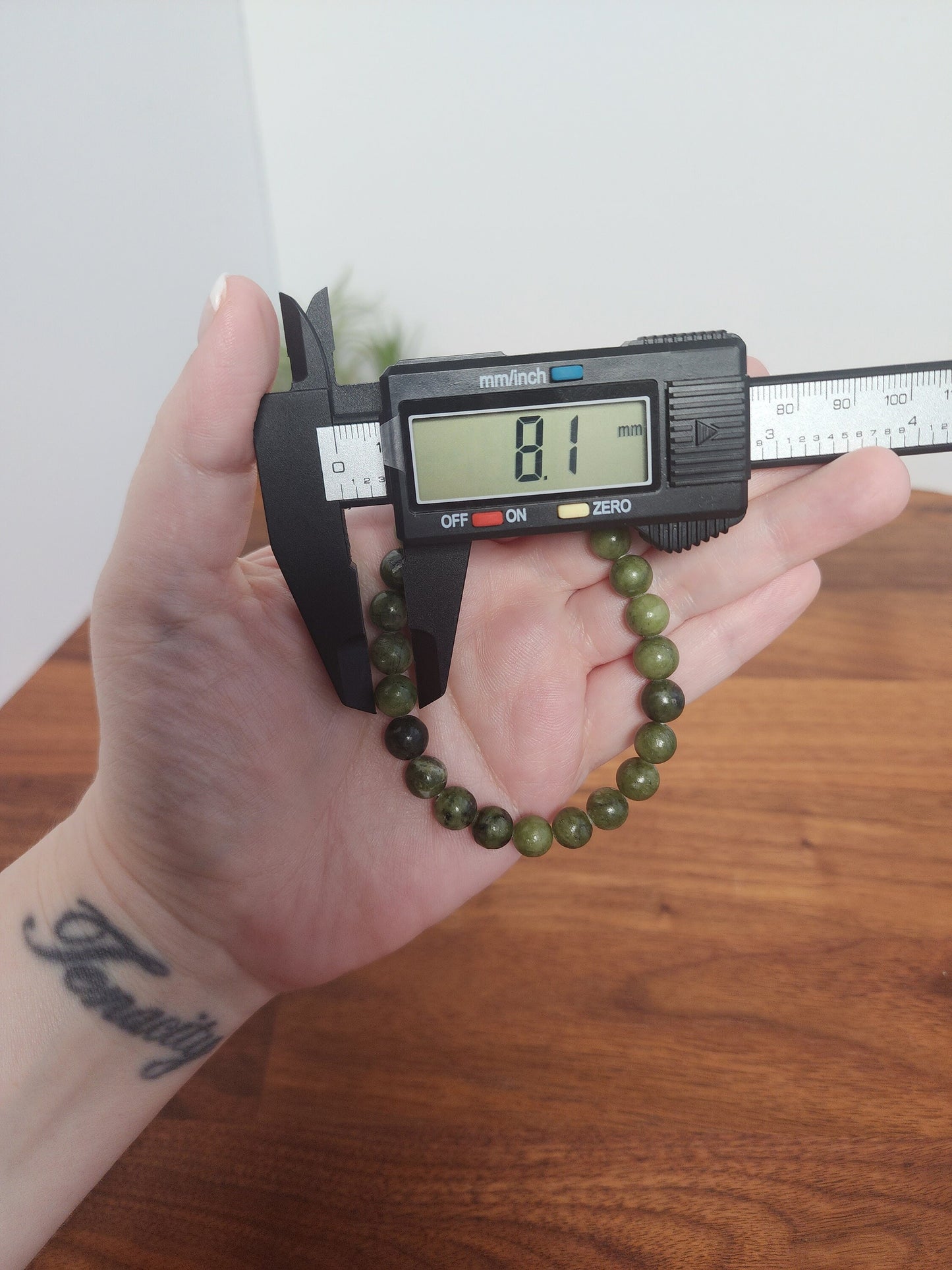 Green Jade Bracelet | 8MM Crystal Beads on Strethy Band | Perfect Christmas Jewelry Gift for Friend or Roomate | Intuitively Chosen
