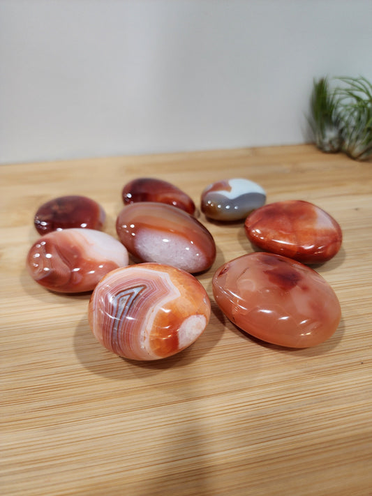 Carnelian Palm Stones | Quartz Bursts & Banding | Root Chakra | Meditation Stone | Intuitively Chosen