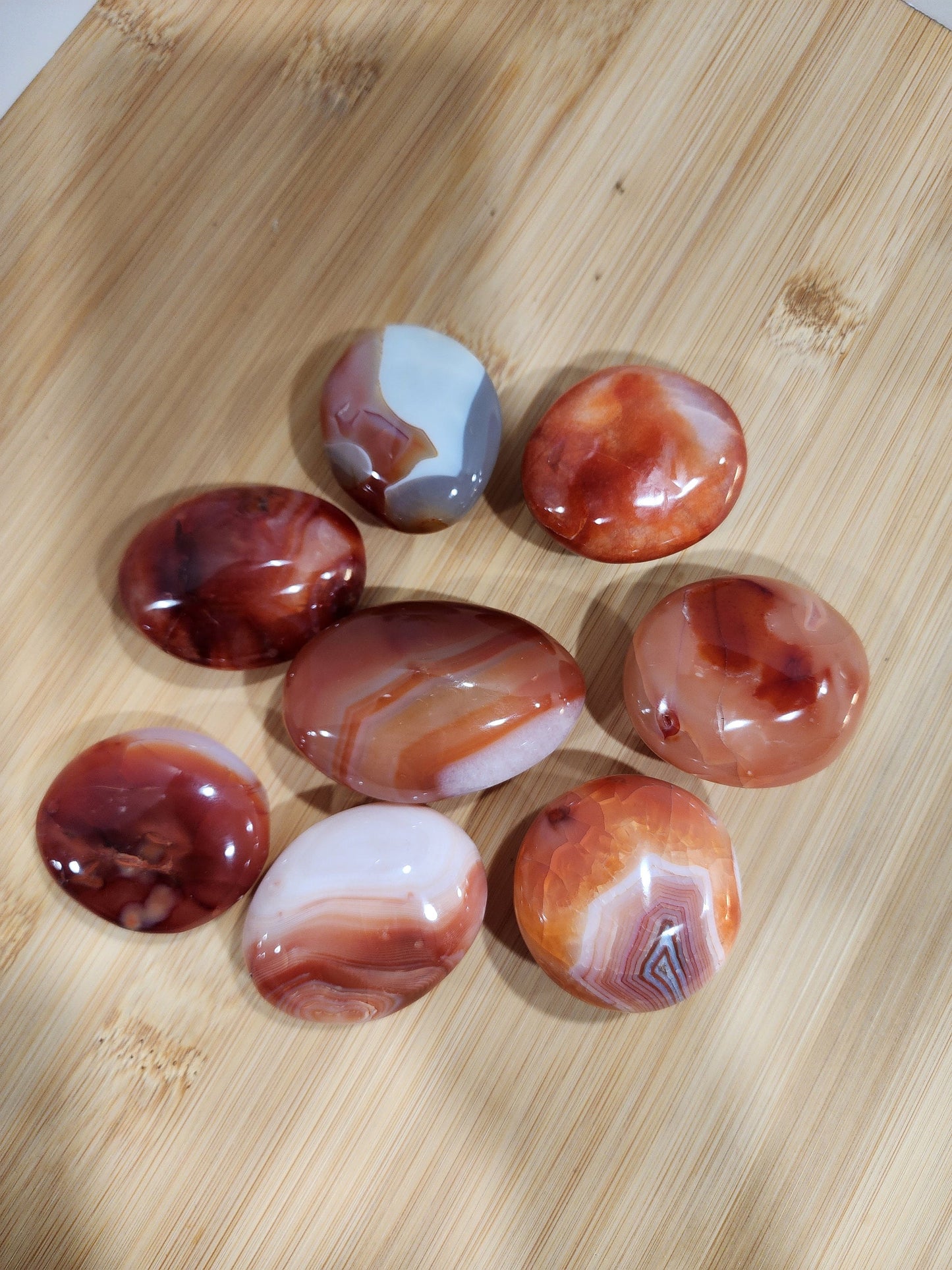 Carnelian Palm Stones | Quartz Bursts & Banding | Root Chakra | Meditation Stone | Intuitively Chosen