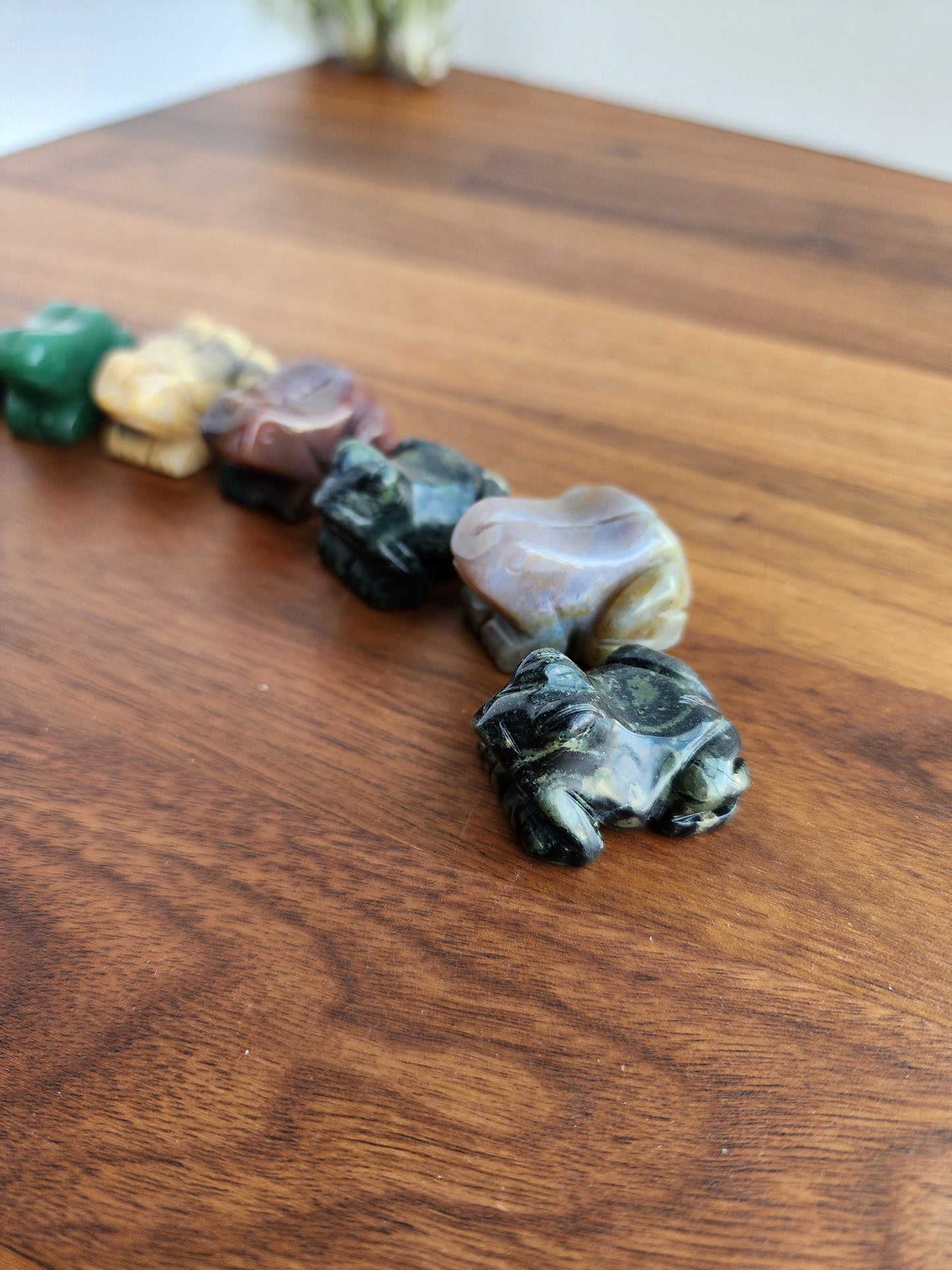 Crystal Baby Frog Sculpture - Mixed Natural Stones, Mini Size