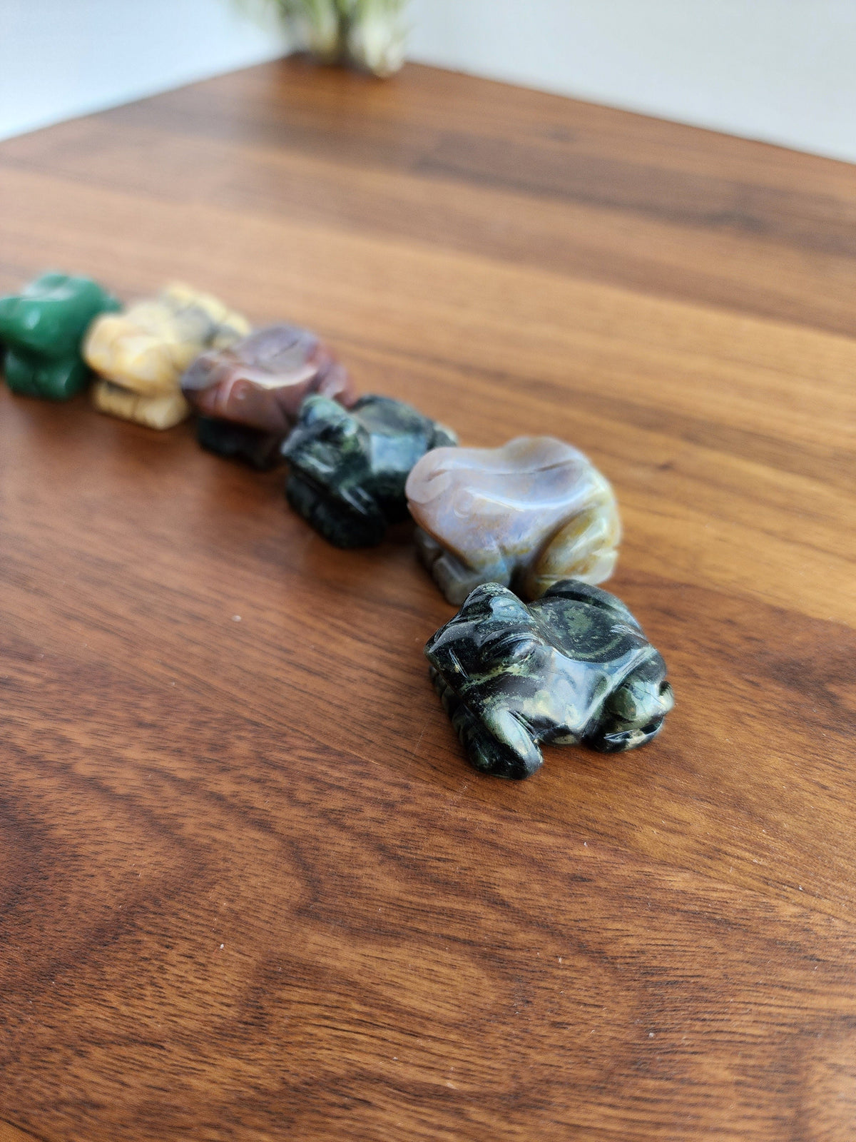 Crystal Baby Frog Sculpture - Mixed Natural Stones, Mini Size