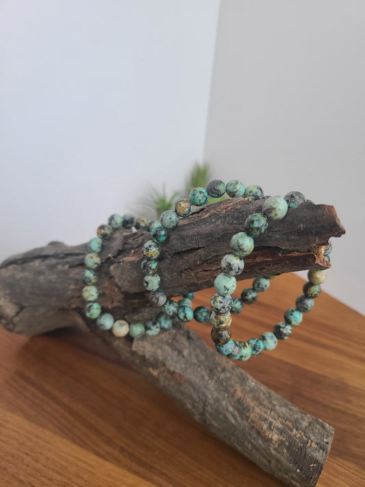 African Turquoise Bracelet: Faceted Teal Jasper Crystal (8MM)