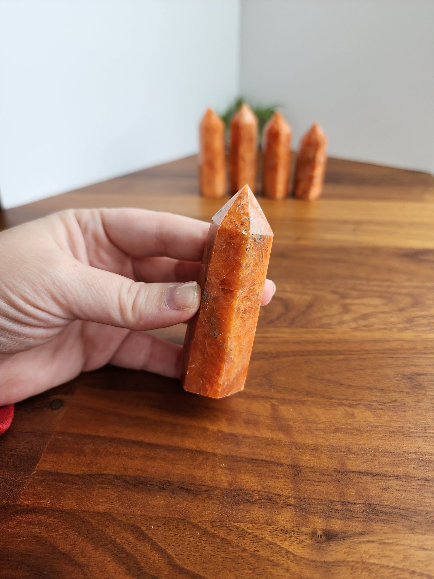 Orange Sunstone Crystal Point: Gold Flecks, Intuitively Chosen