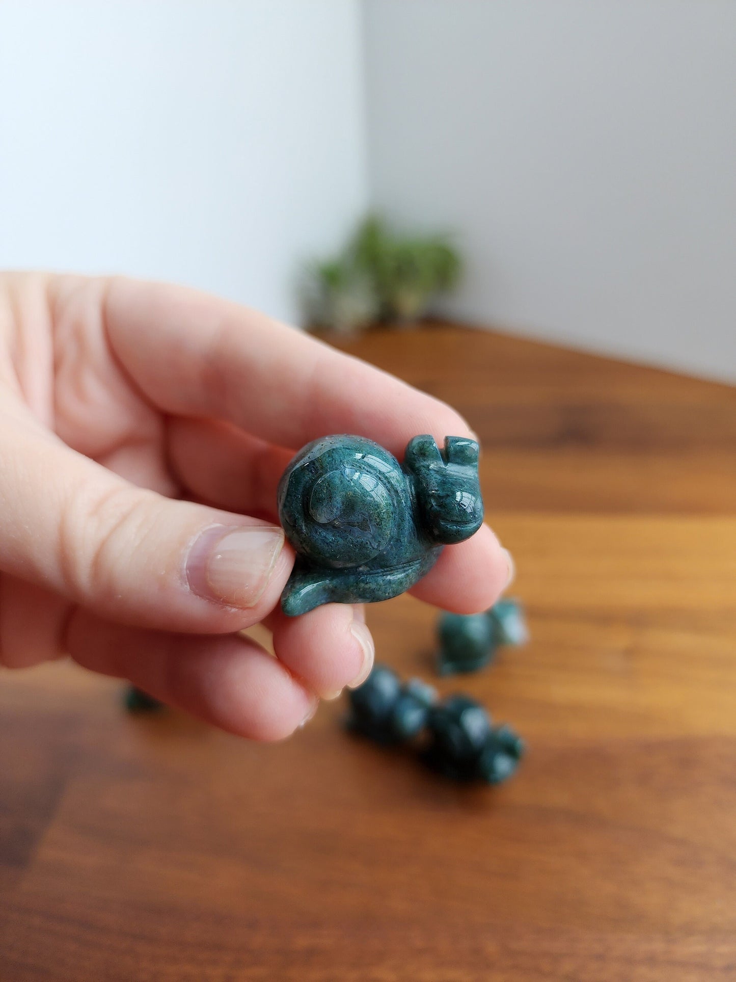 Mini Moss Agate Snails | Cute Green Slowpoke Slug | Colorful Green Chalcedony Crystal | Extra Mini Zoo Crystals | Intuitively Chosen