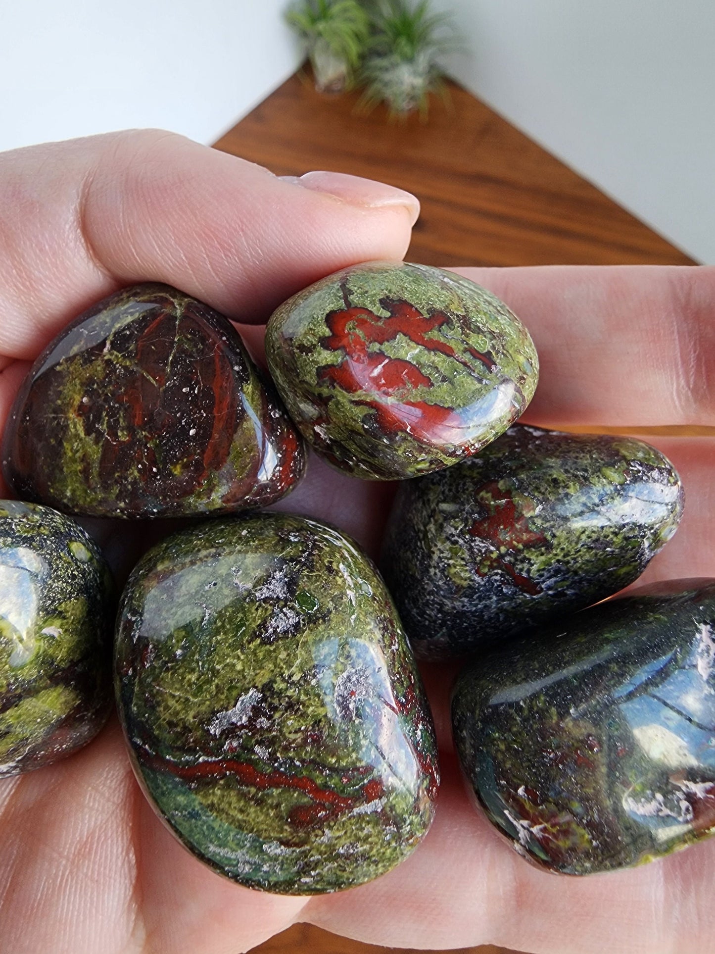 Dragon's Blood Tumbles | Medium | Lucky Girl Syndrome Mix | Crystal Confetti Add On | Epidote Green & Burgundy Crystals | Intuitively Chosen