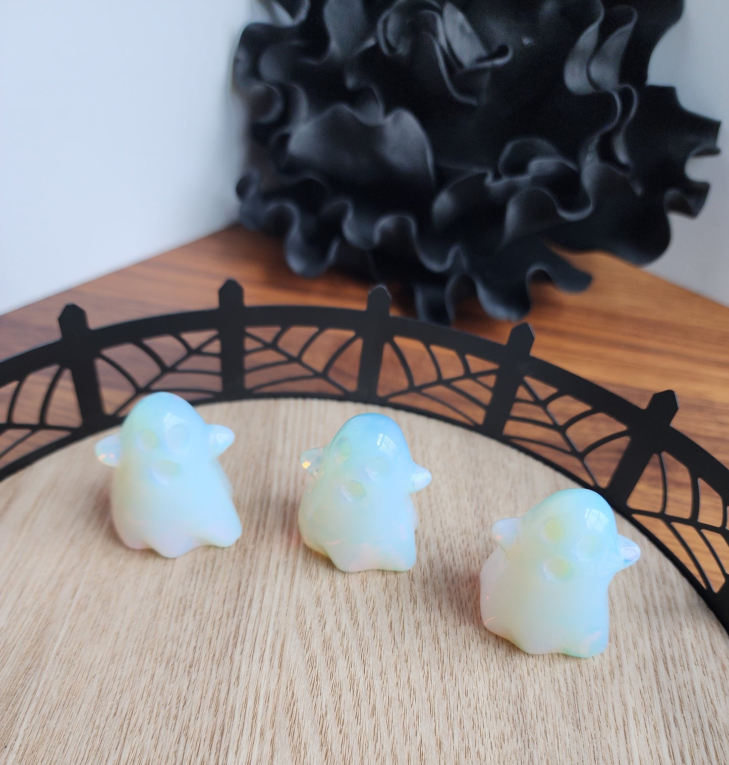 Cute Opalite Ghost | Spooky Crystal Carving | Halloween Crystals | White Clear Rainbow | Summerween Ghosty Phantom | Intuitively Chosen