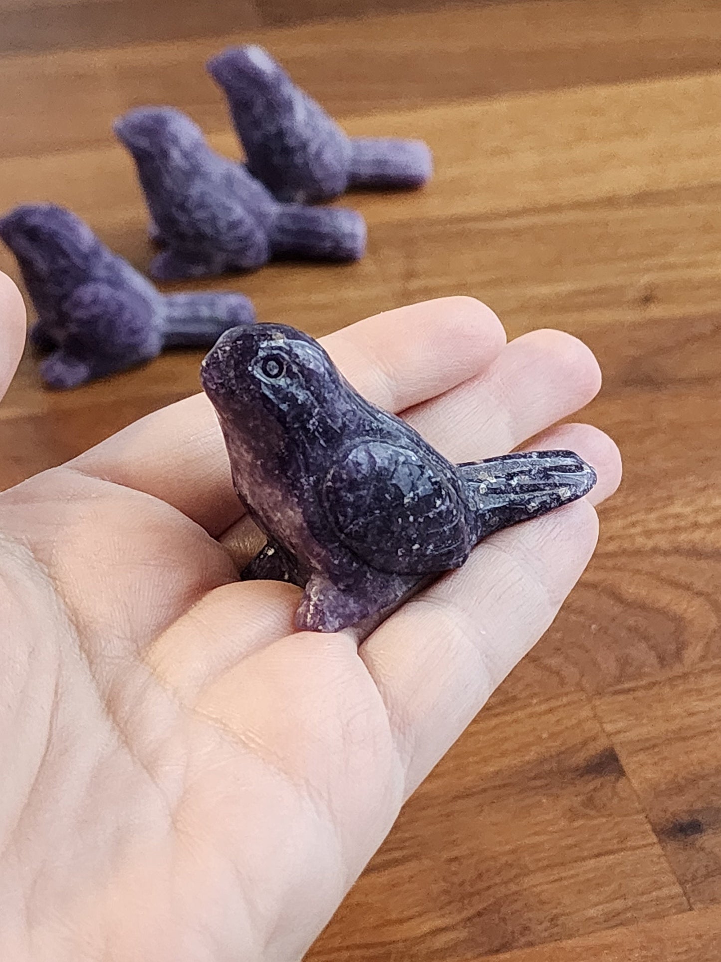 Lepidolite Crystal Bird Carving: Sparkle Animal Figurine