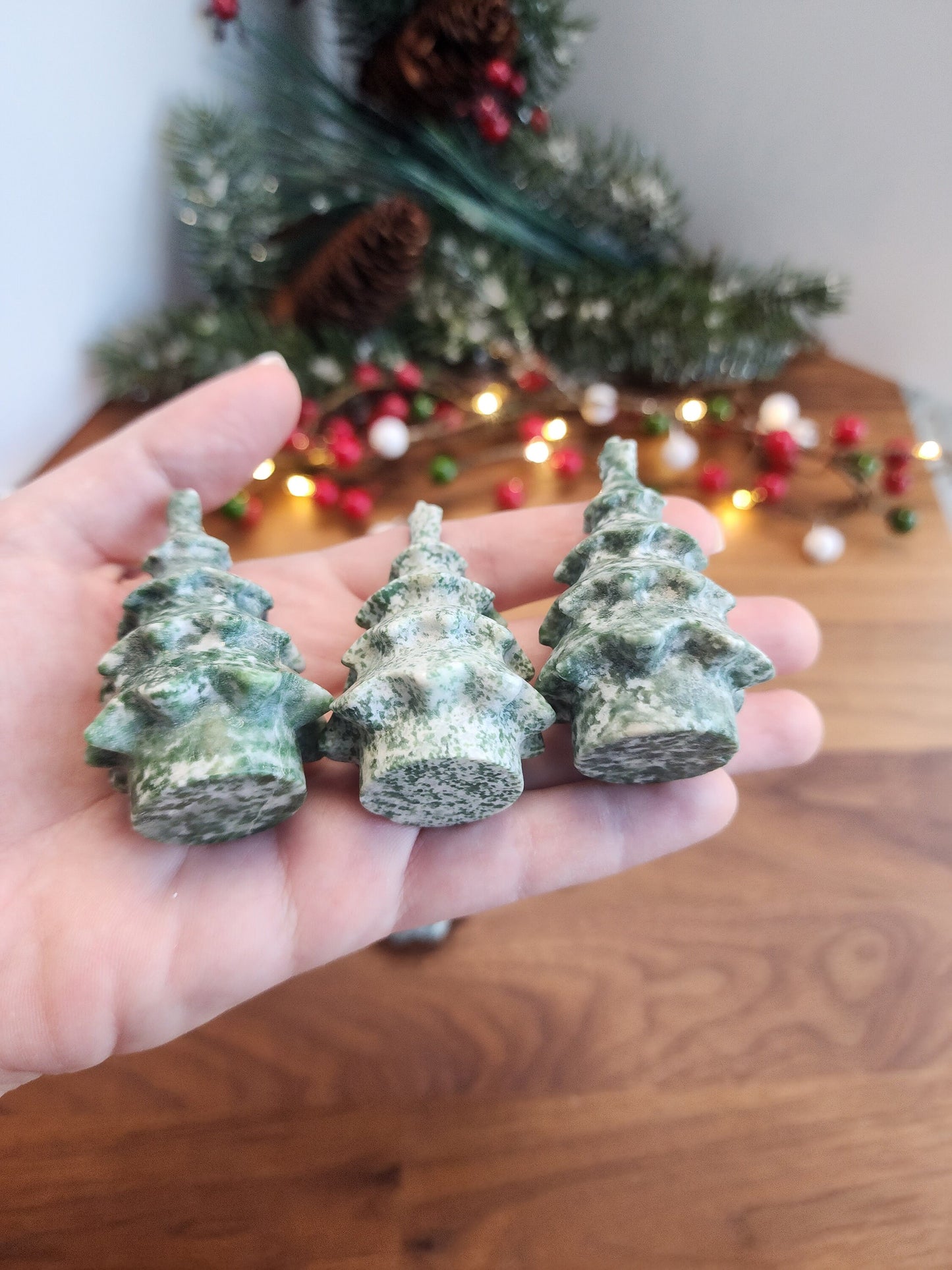 Green Spotted Crystal Tree | Medium Christmas Crystals | Yule Trees | Holiday Decor 2023 | Solstice Evergreen Carving | Intuitively Chosen