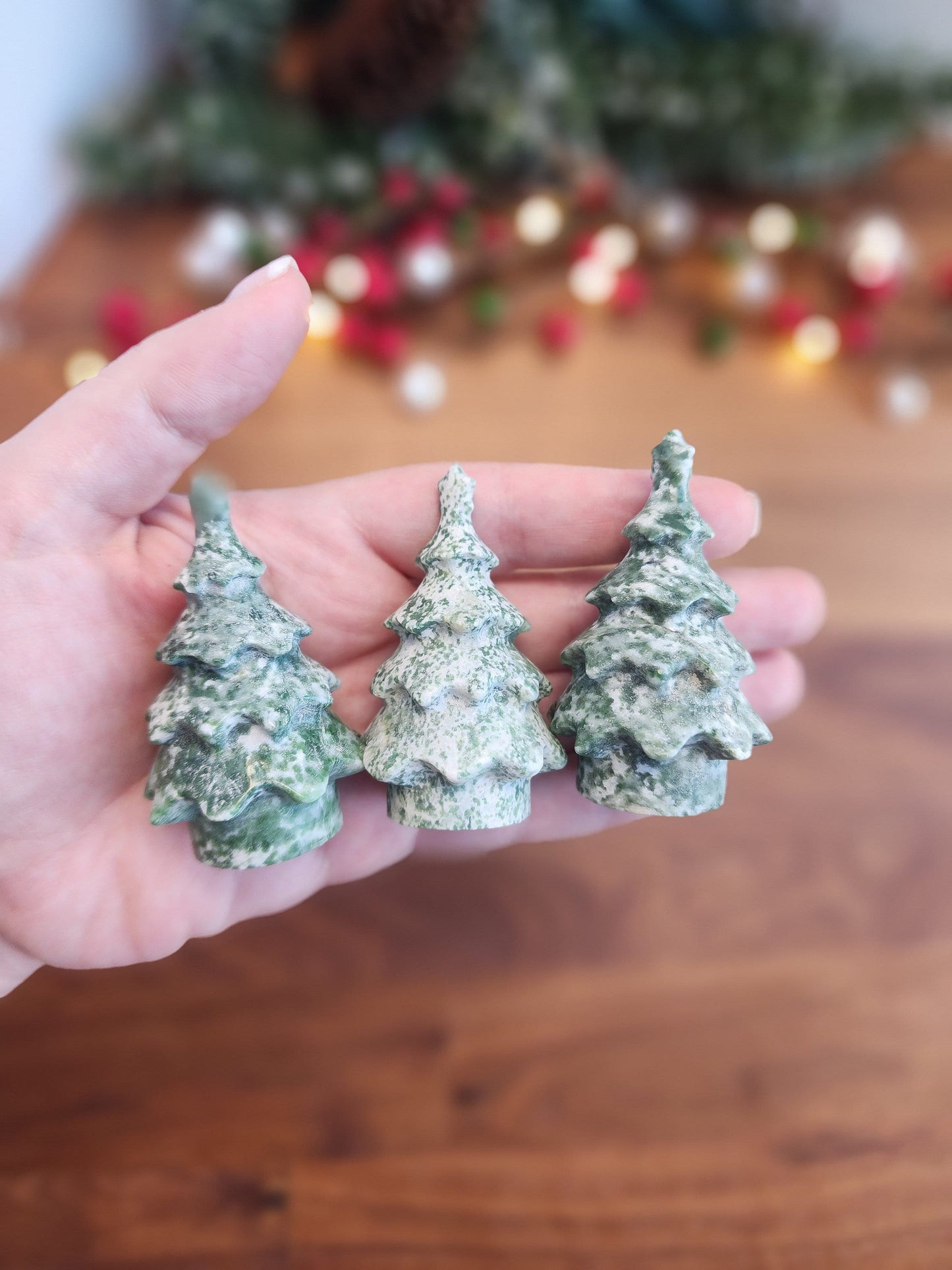 Green Spotted Crystal Tree | Medium Christmas Crystals | Yule Trees | Holiday Decor 2023 | Solstice Evergreen Carving | Intuitively Chosen