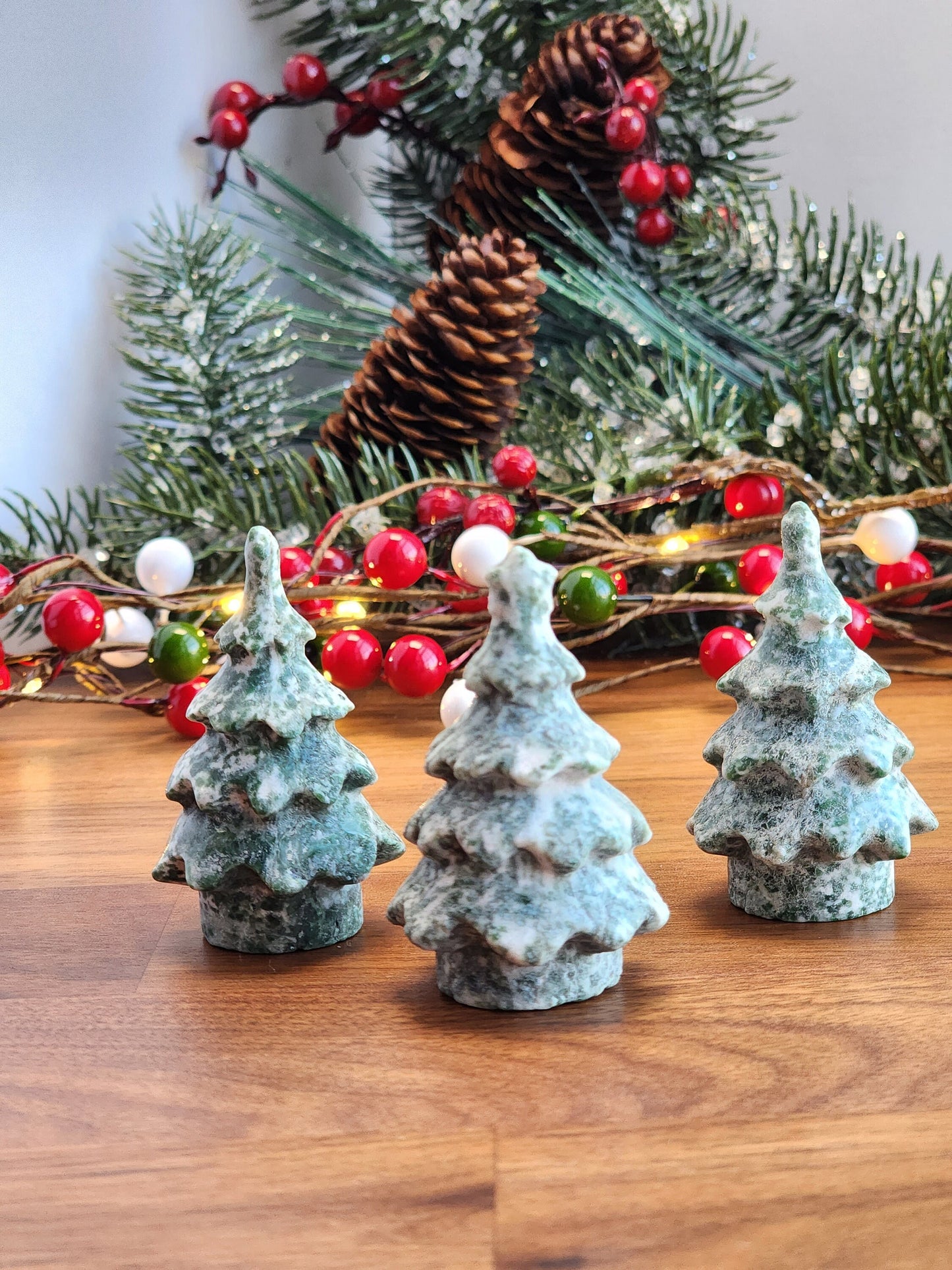 Green Spotted Crystal Tree | Medium Christmas Crystals | Yule Trees | Holiday Decor 2023 | Solstice Evergreen Carving | Intuitively Chosen