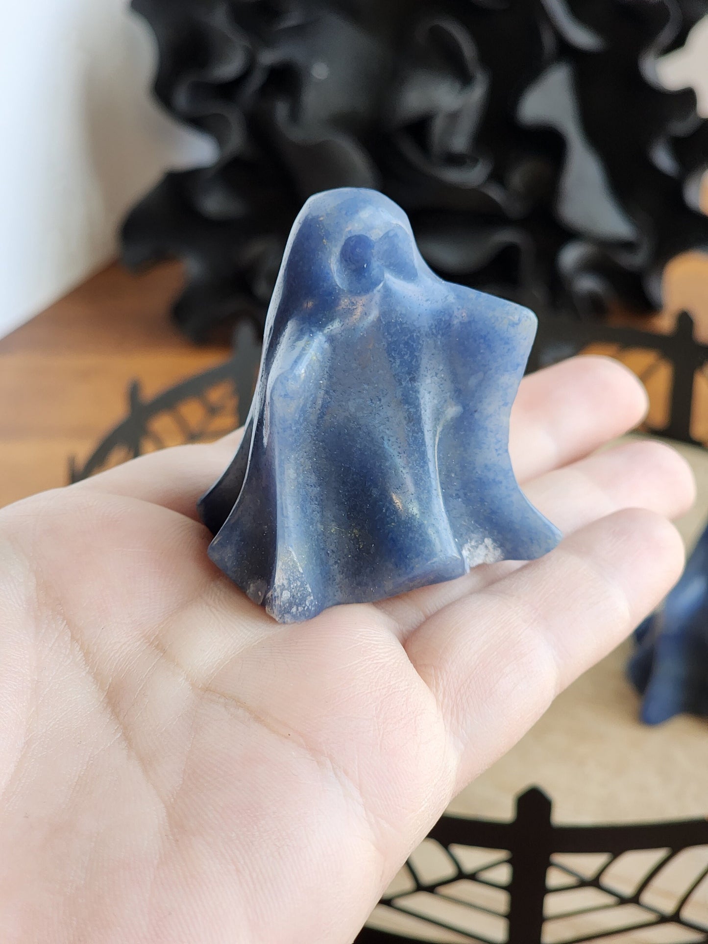 Ghost Crystal | Blue Adventurine | Halloween Decor | Spooky Season Crystals | 3D Phantom | Carving | Witchy Vibes | Intuitively Chosen
