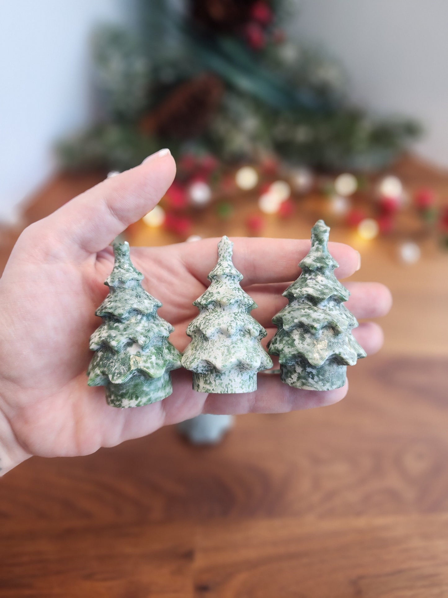 Green Spotted Crystal Tree | Medium Christmas Crystals | Yule Trees | Holiday Decor 2023 | Solstice Evergreen Carving | Intuitively Chosen