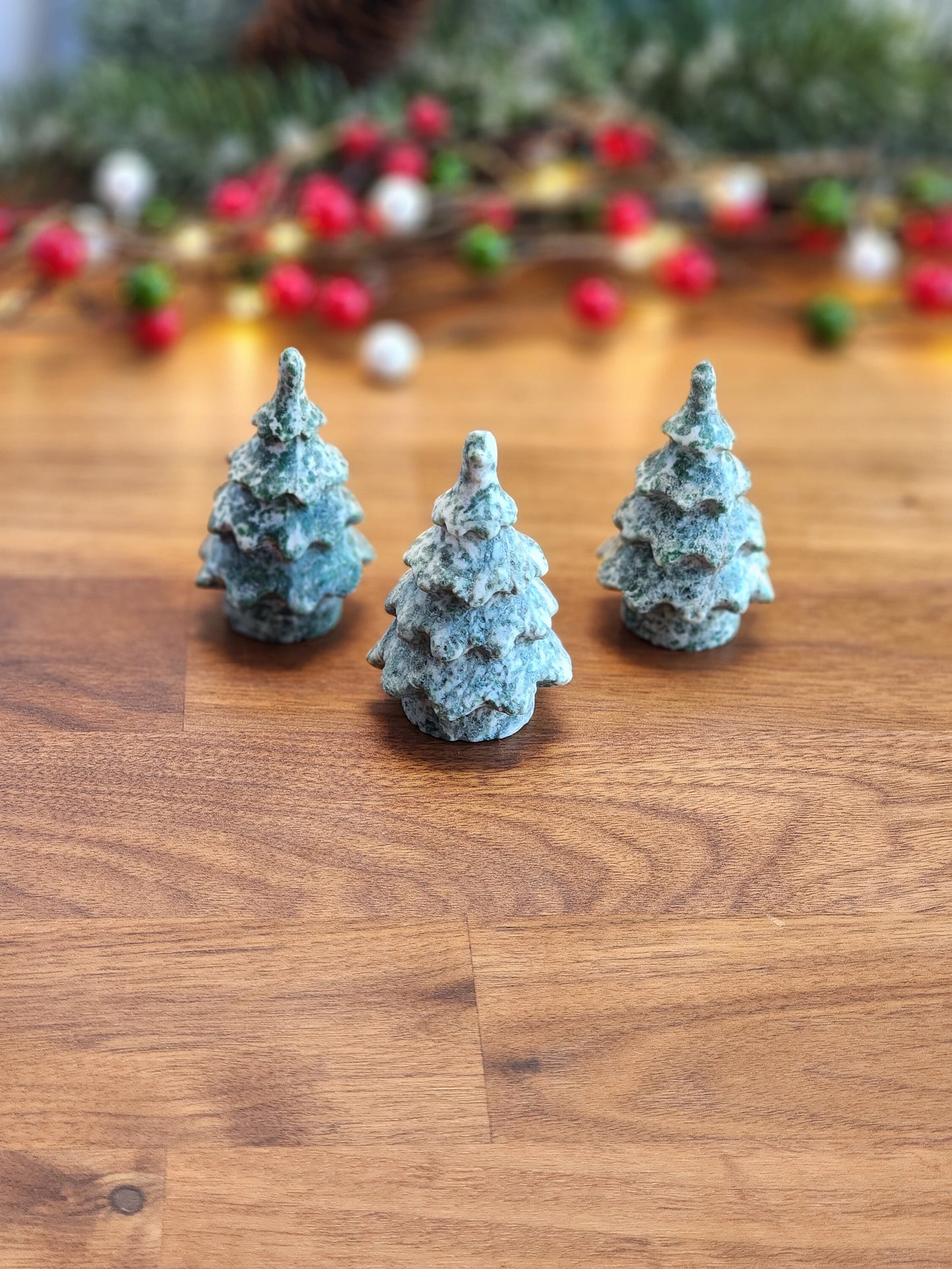Green Spotted Crystal Tree | Medium Christmas Crystals | Yule Trees | Holiday Decor 2023 | Solstice Evergreen Carving | Intuitively Chosen