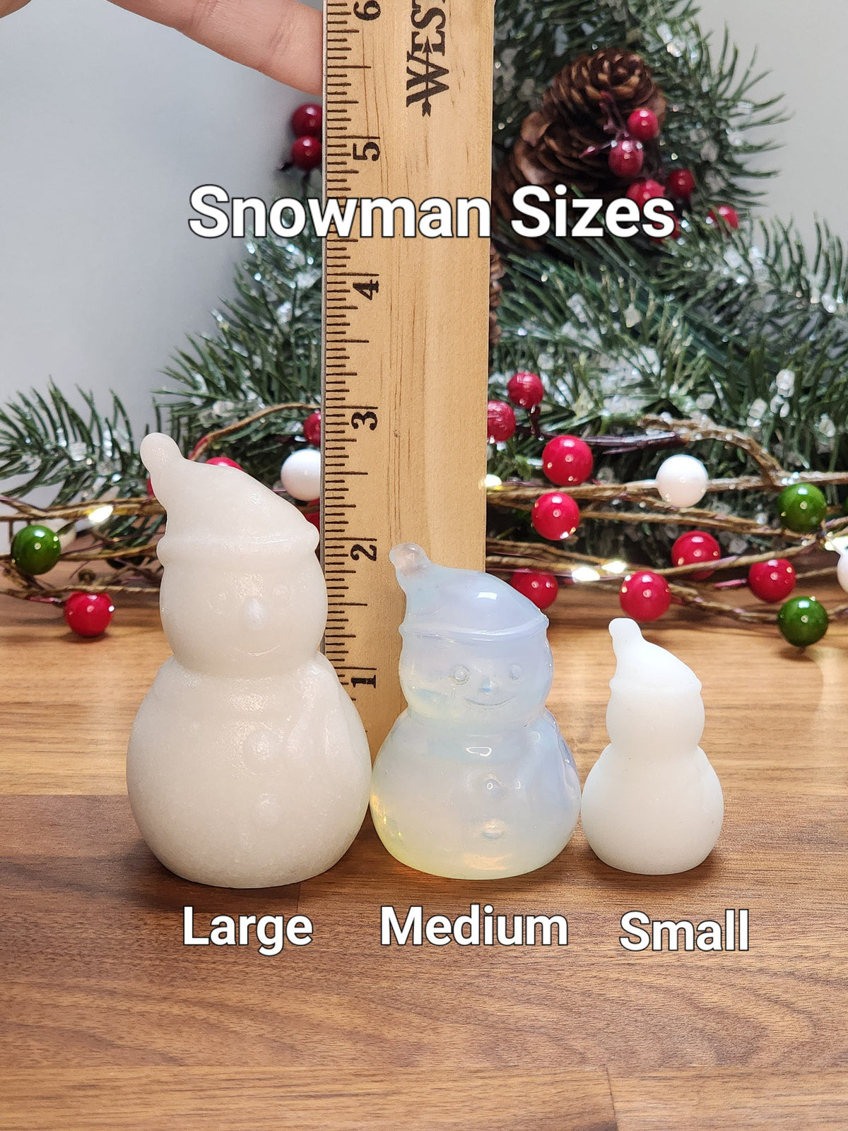Winter Snowman Jade Sculpture - Natural Texture, Holiday Decor