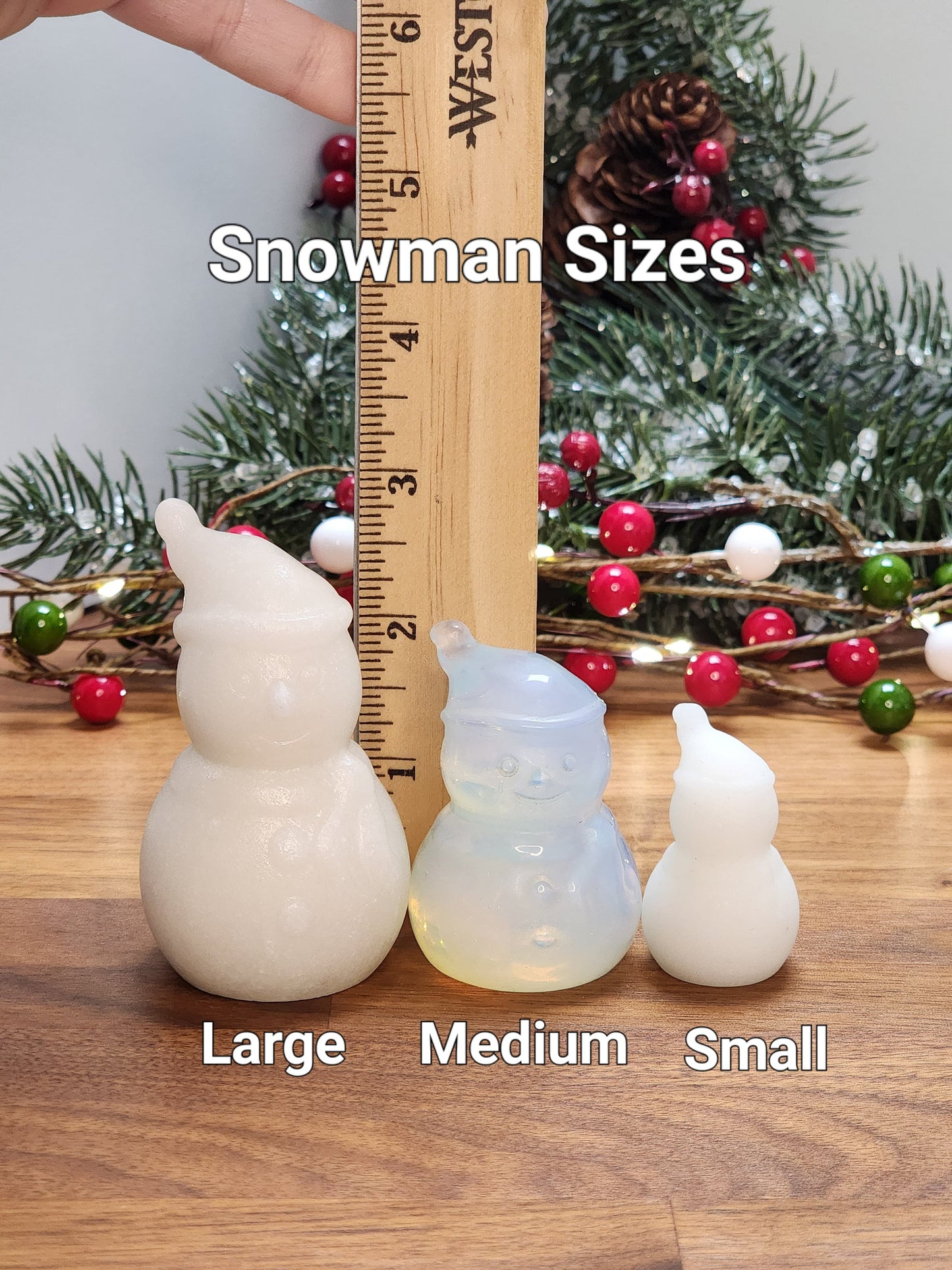 Large Crystal Snowman with Puff Ball Hat | White Jade or Purple Mica Fluorite | Christmas Crystals | Frosty | Winter Solstice Decor