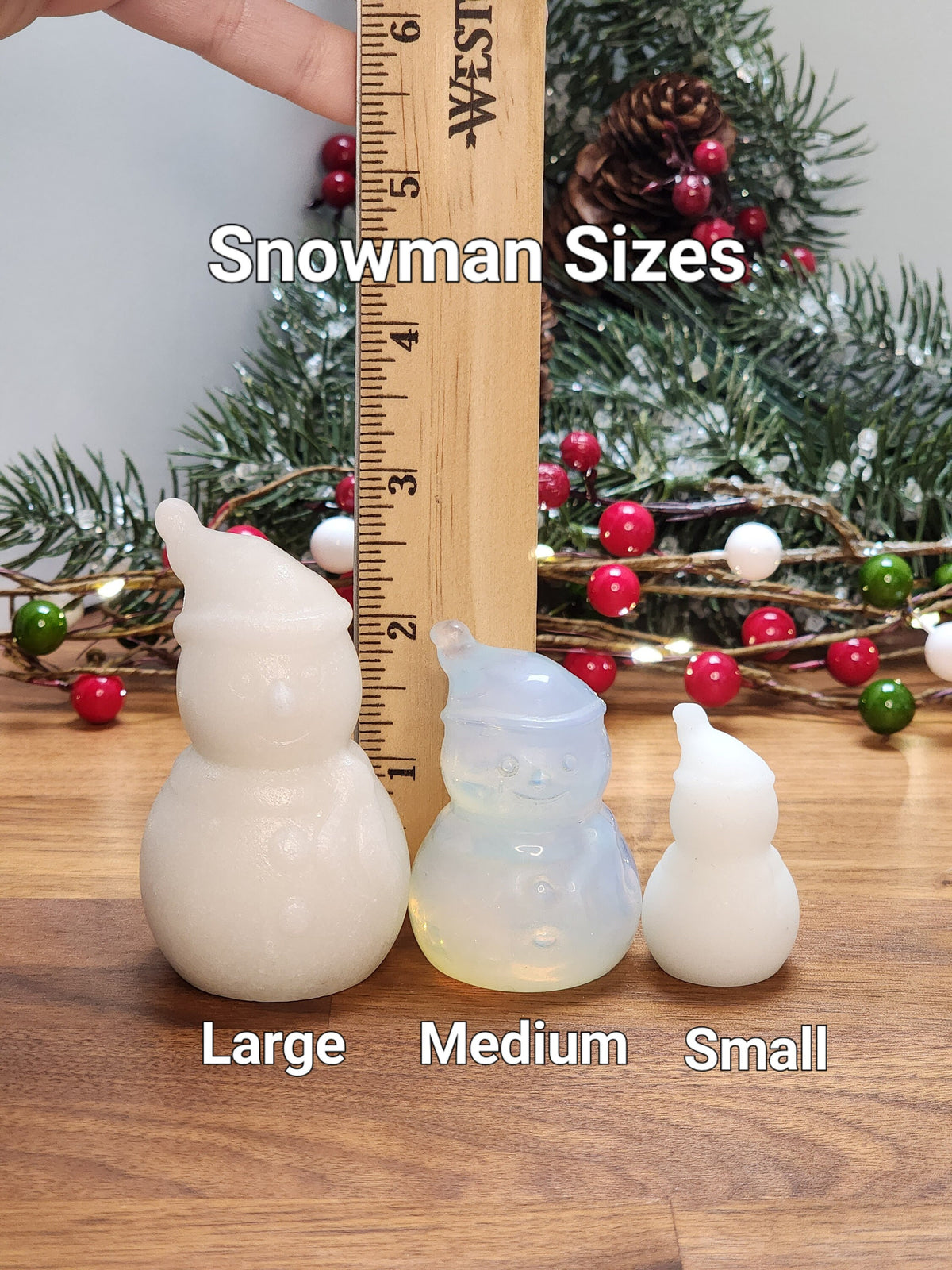 Crystal Snowman: White Jade or Purple Mica Fluorite, Winter Decor