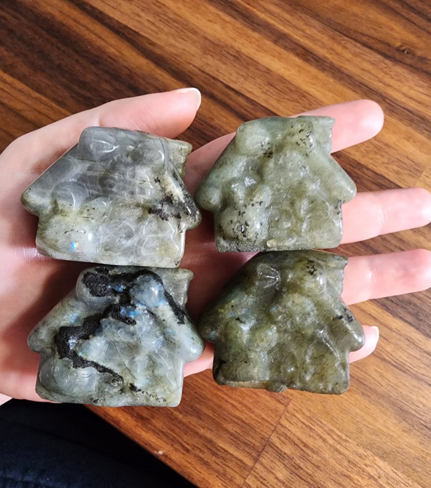 Crystal Gingerbread House: Green Jade, Opalite, Fluorite, and Quartz