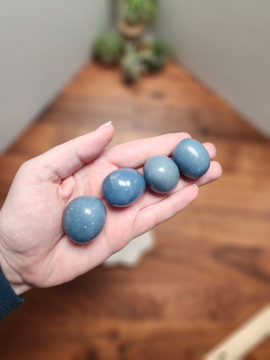 Angelite Crystal Tumble: Calming Blue Stone (Medium to Large Size)