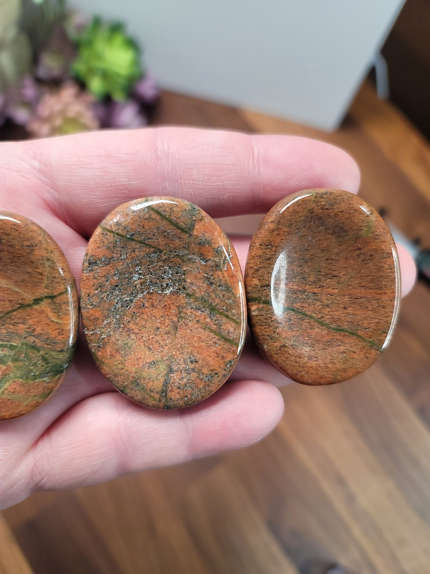 Chunky Unakite Worry Stone: Pink and Green Fidget Pocket Crystal