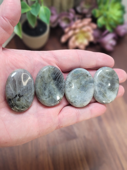 Labradorite Worry Stone: Pocket Fidget Crystal (46 MM)