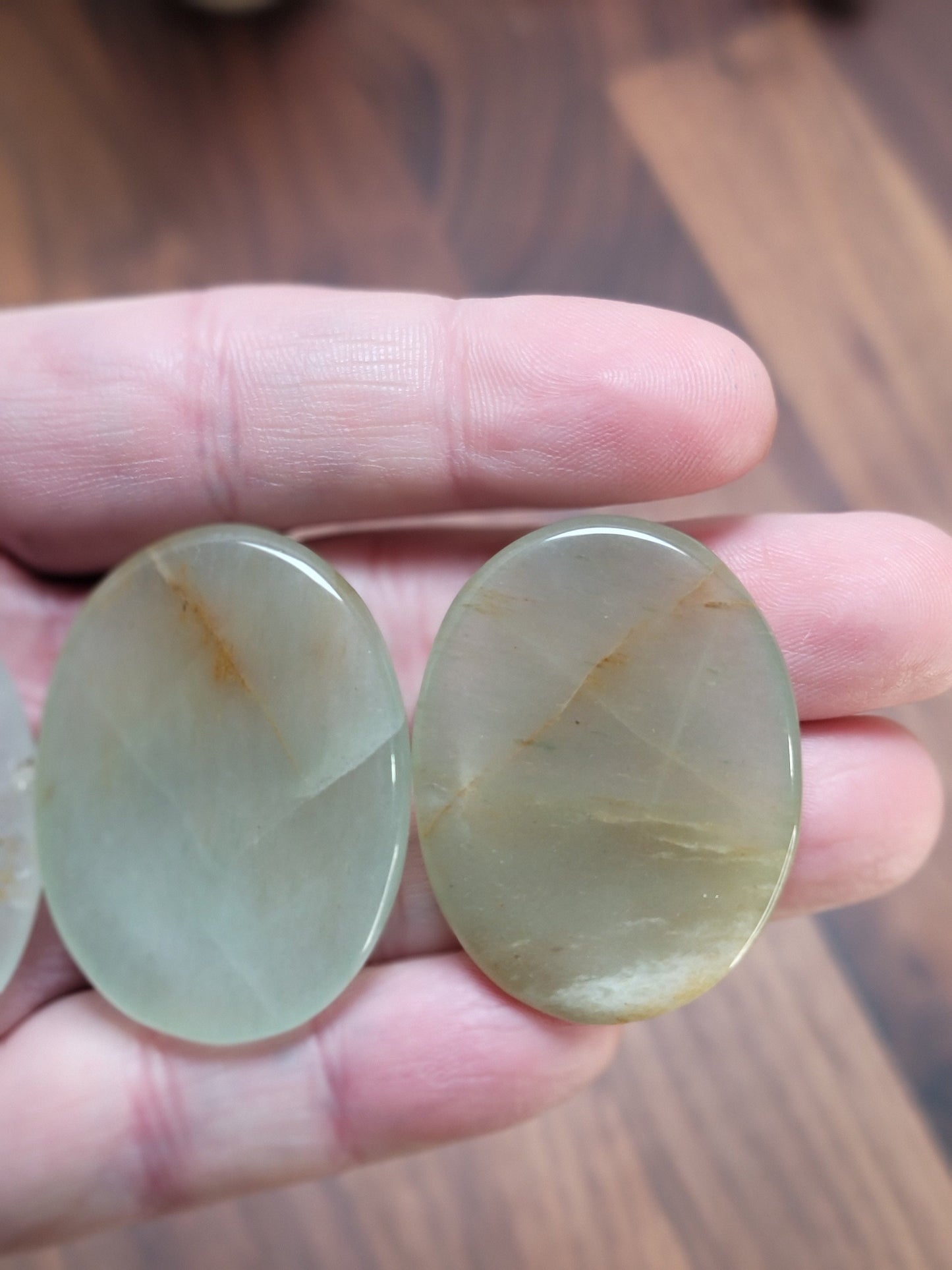 Green Onyx Worry Stone | 1.75" | Light Green & Orange | Pocket Crystals | ADHD Fidget | Intuitively Chosen