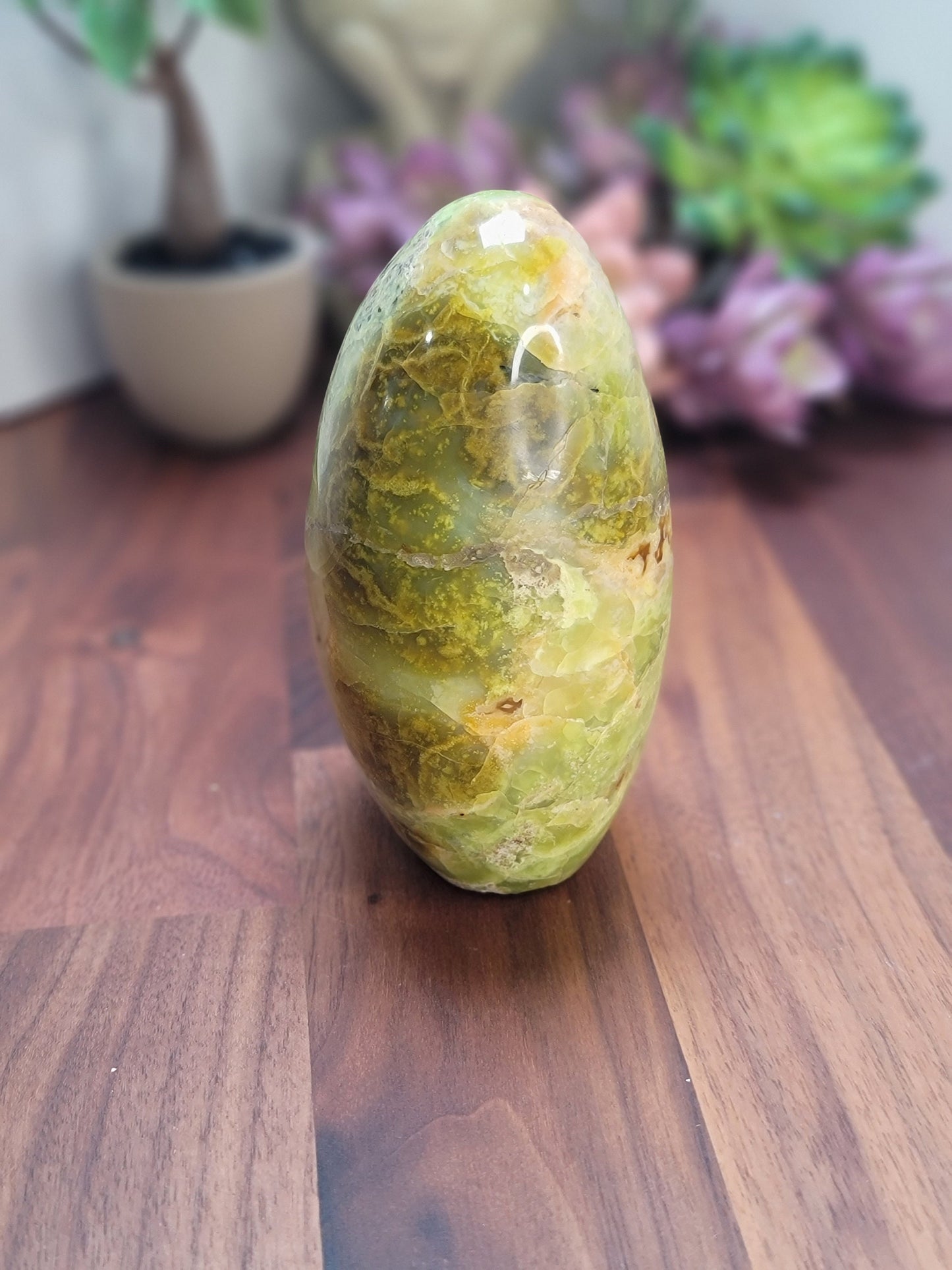 Green Opal Free Form (B) Betty | Crystal Carving | Green Brown and Yellow | Only 1 Available