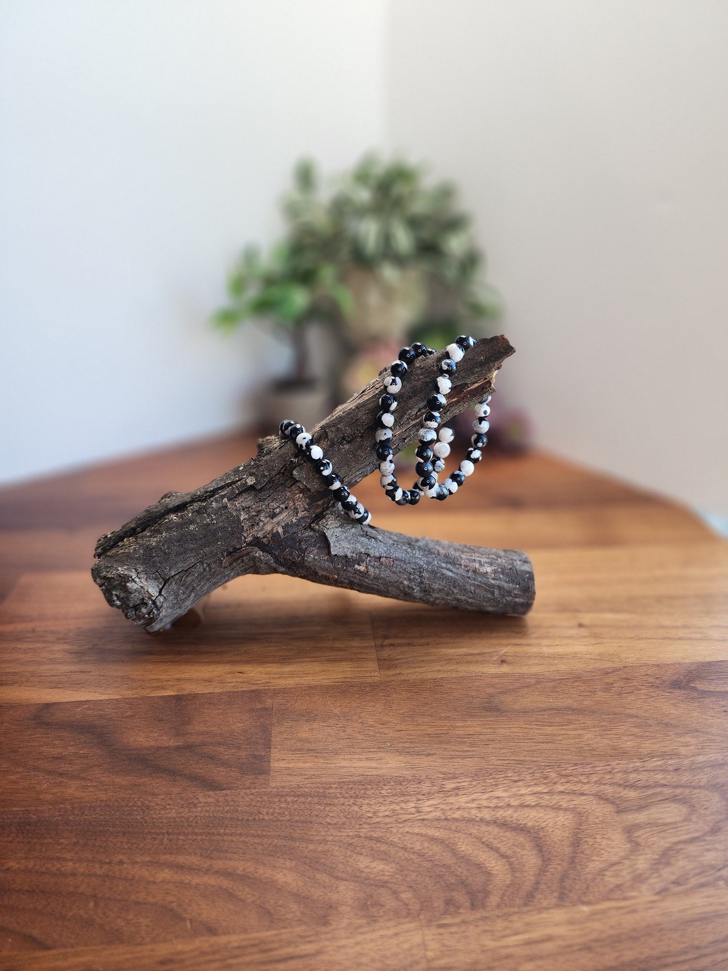 Black Orca Agate Crystal Bracelet | 8MM | Black and White | Intuitively Chosen