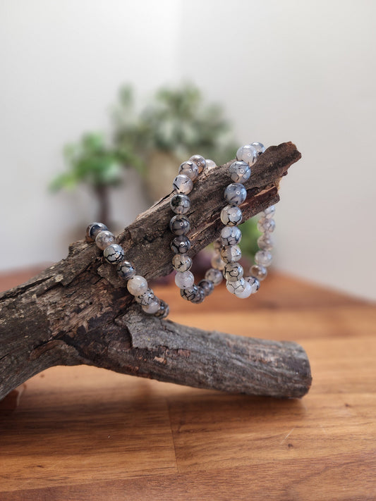Dragon Vein Crystal Bracelet | 10 MM | Black and Clear | Intuitively Chosen