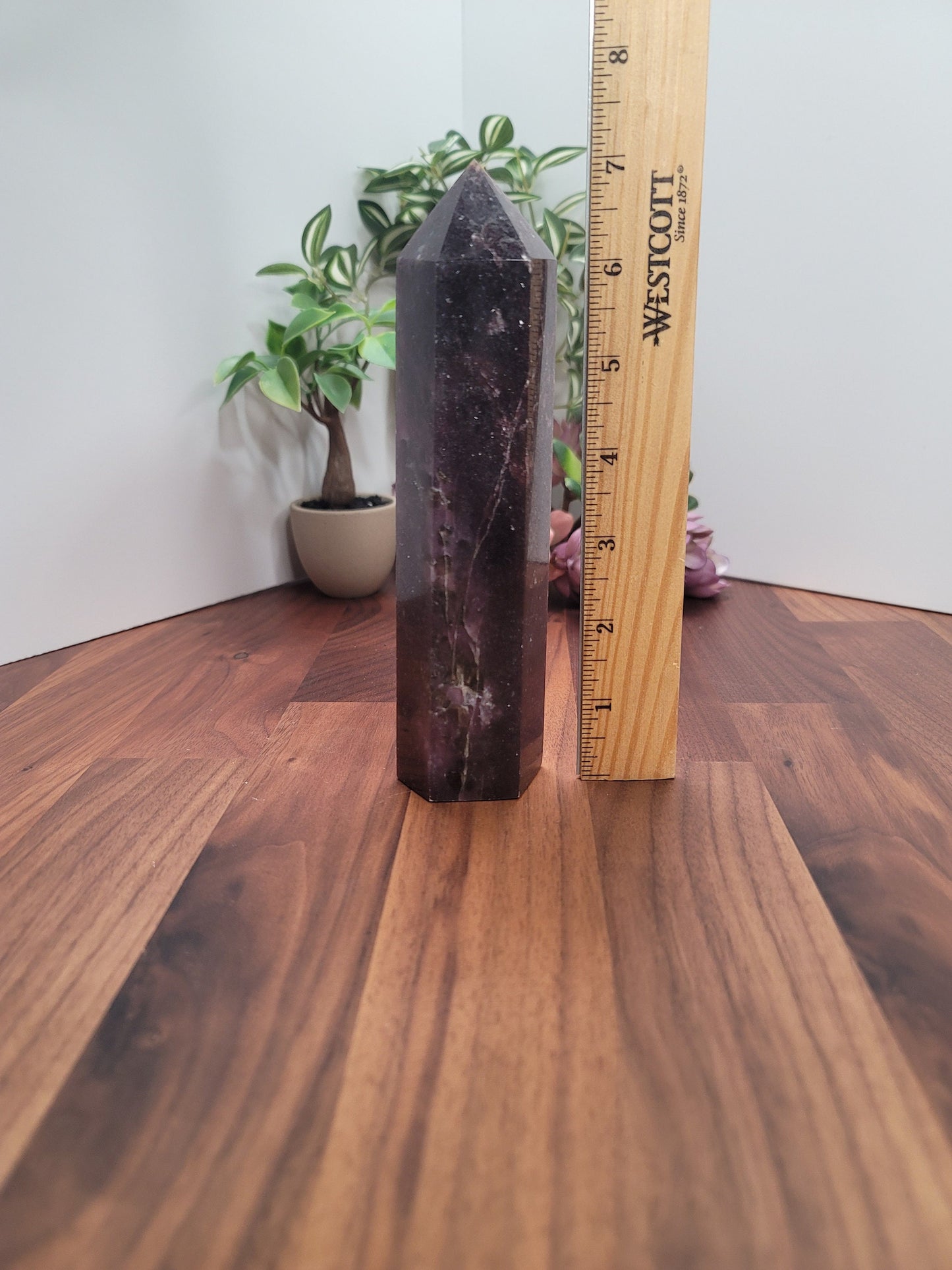 7 Inch Unicorn Stone Tower: Lepidolite, Pink Tourmaline & Smokey Quartz Crystal
