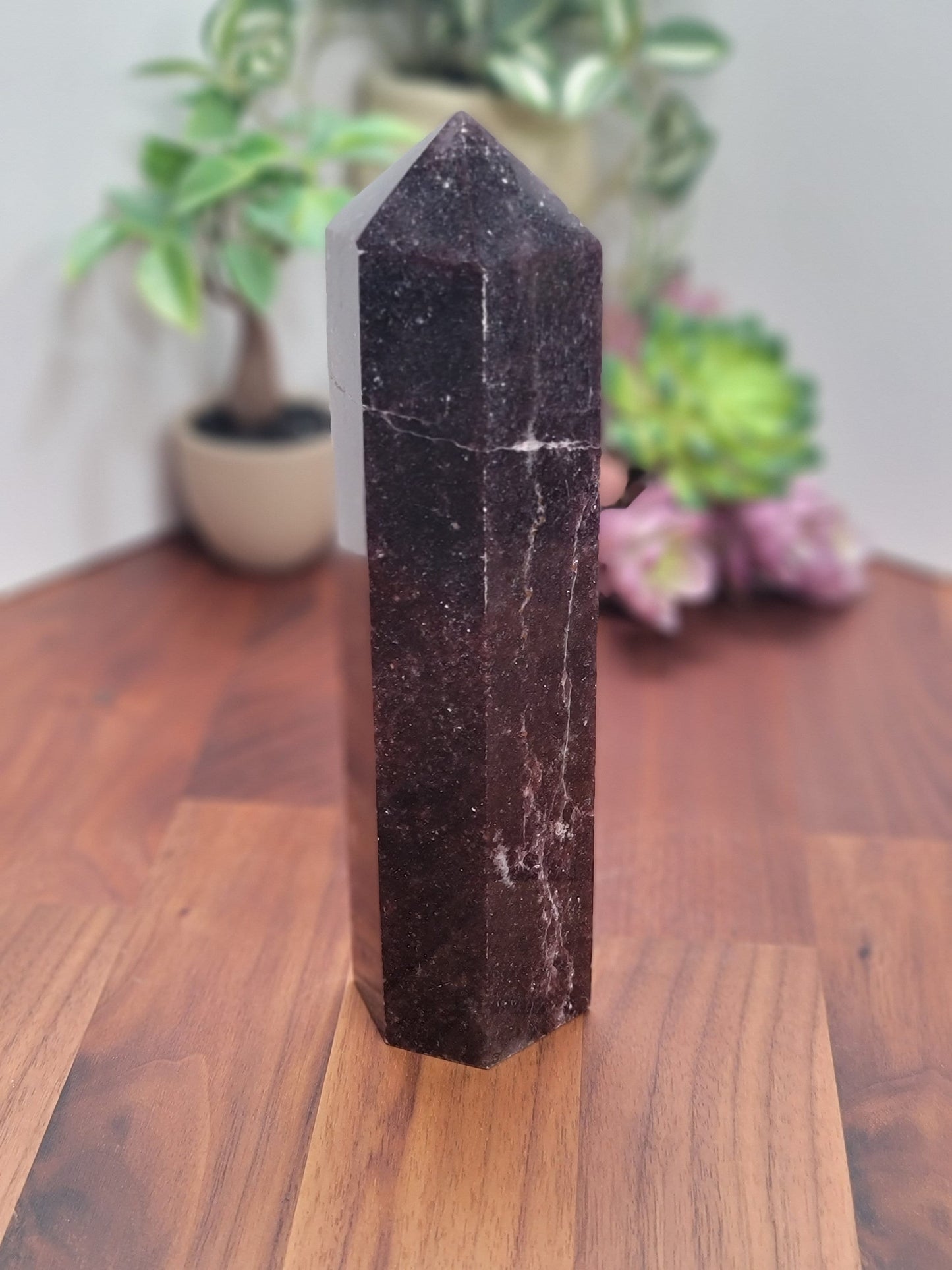 Unicorn Stone Crystal Tower: Lepidolite, Tourmaline & Quartz Point (7.75")