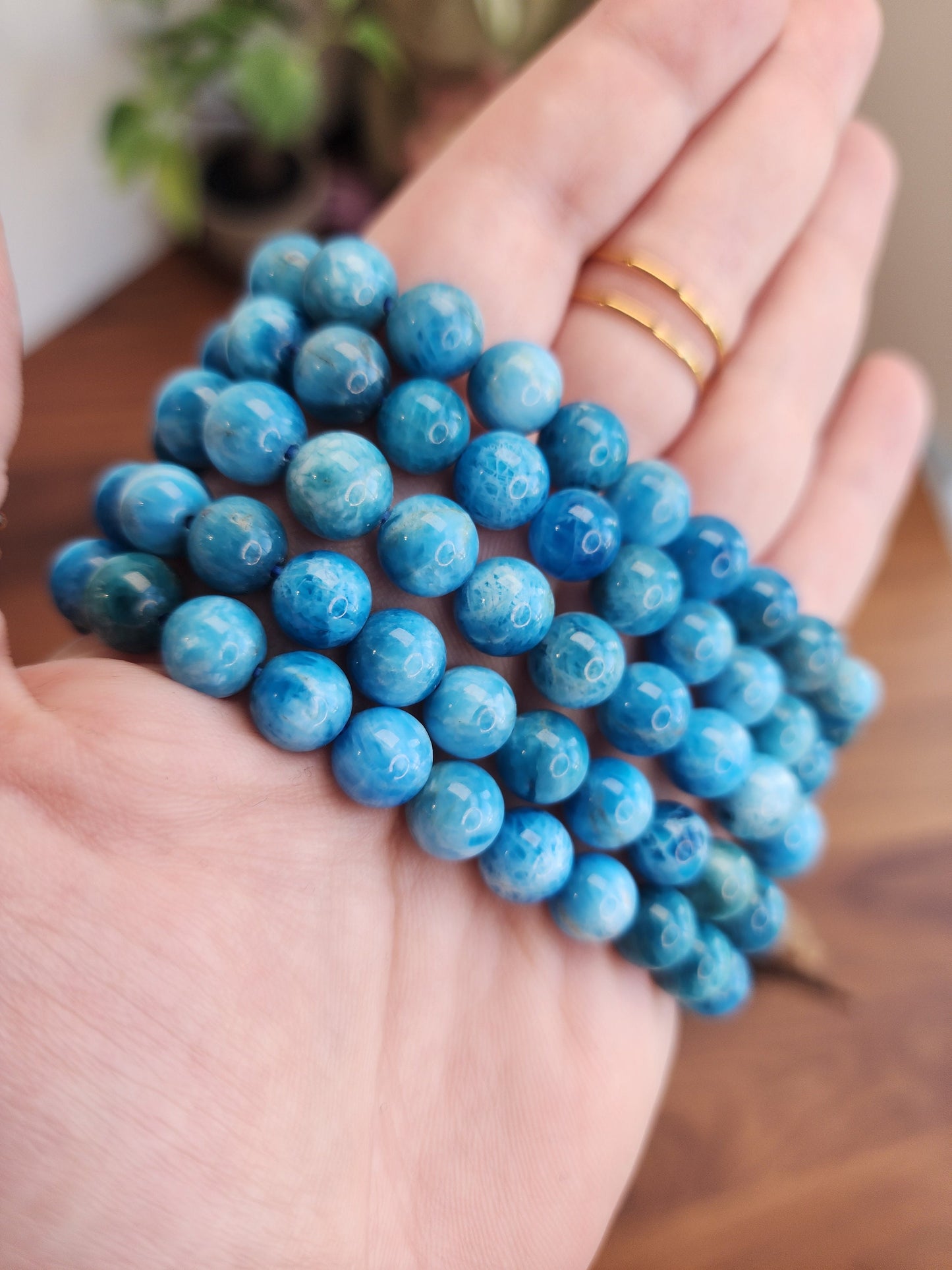 Blue Apatite Bracelet | 8MM Crystal Beads | Bright Teal & Sky Blue Jewelry | Ocean Lover, Surfer Gift | Mother's Day or Girlfriend Favorite!