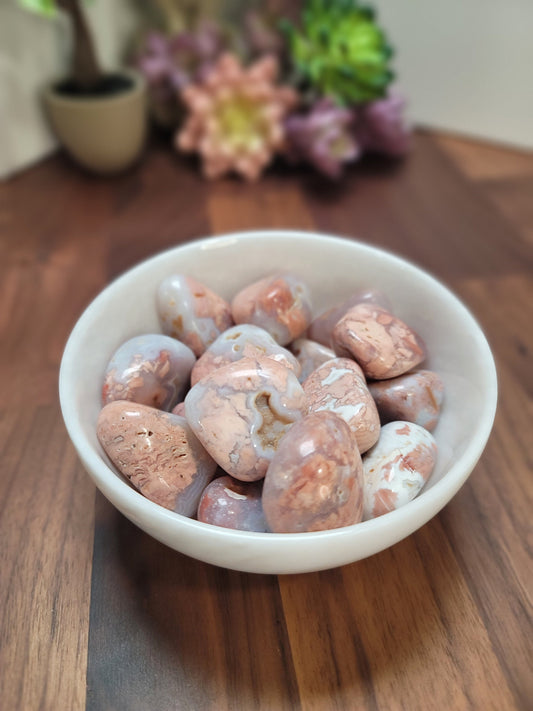 Pink Flower Agate Tumble | Medium | Cotton Candy Agate | Intuitively Chosen