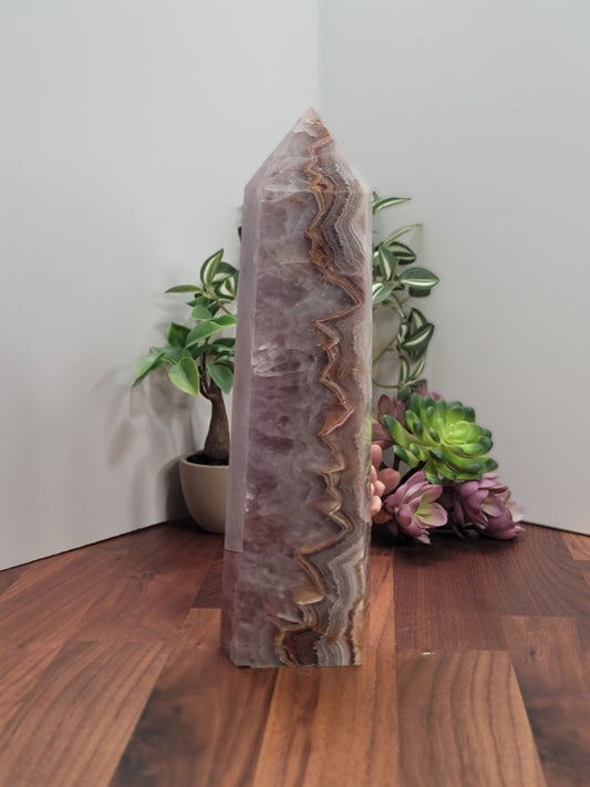 Amethyst Agate Crystal Tower: Purple Gray Brown Point (10.5 Inches)