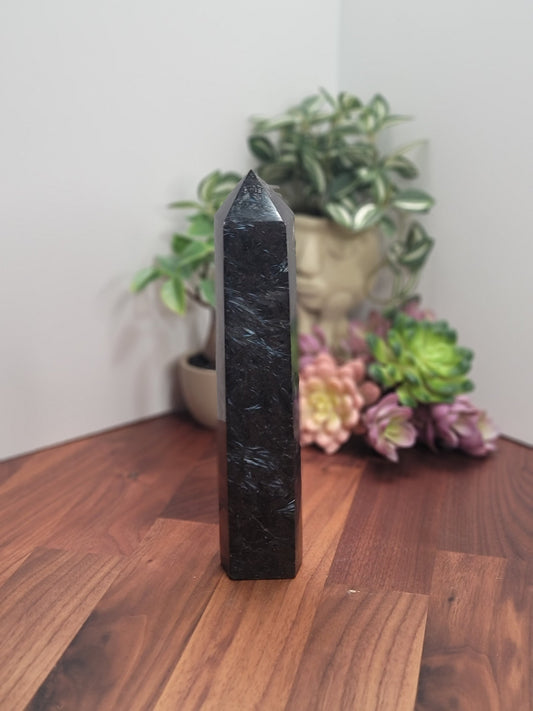 Fireworks Garnet Crystal Tower, Black Blue Sparkle (8.5 Inches)