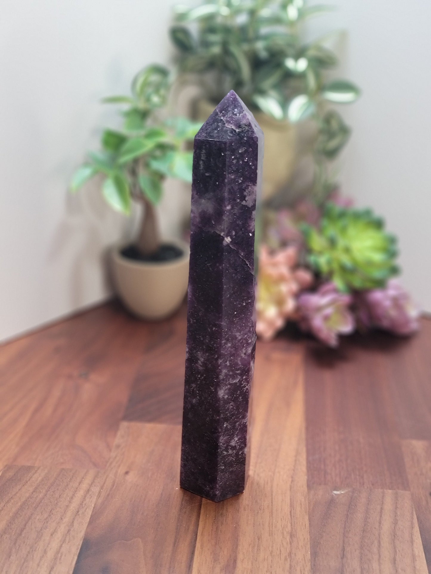 Large Lepidolite Tower | 8.5 | Purple and White Crystal Point | Only 1 Available | Beta