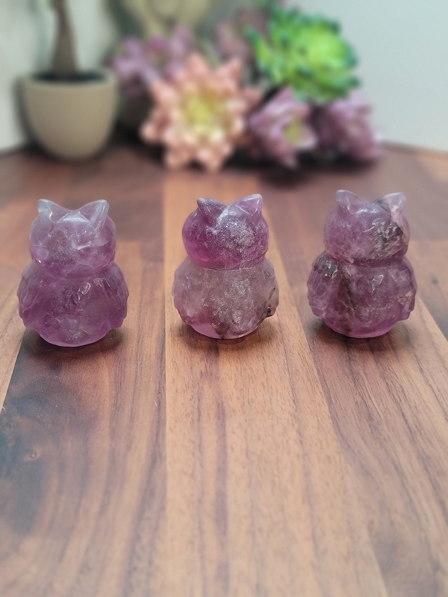 Purple Fluorite Owl Carving | Size | Rainbow Fluorite | Intuitively Chosen