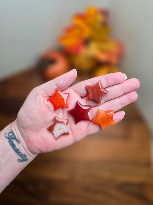 Carnelian Crystal Star: Fall Colors in Red and Orange Agate - Polished Stone