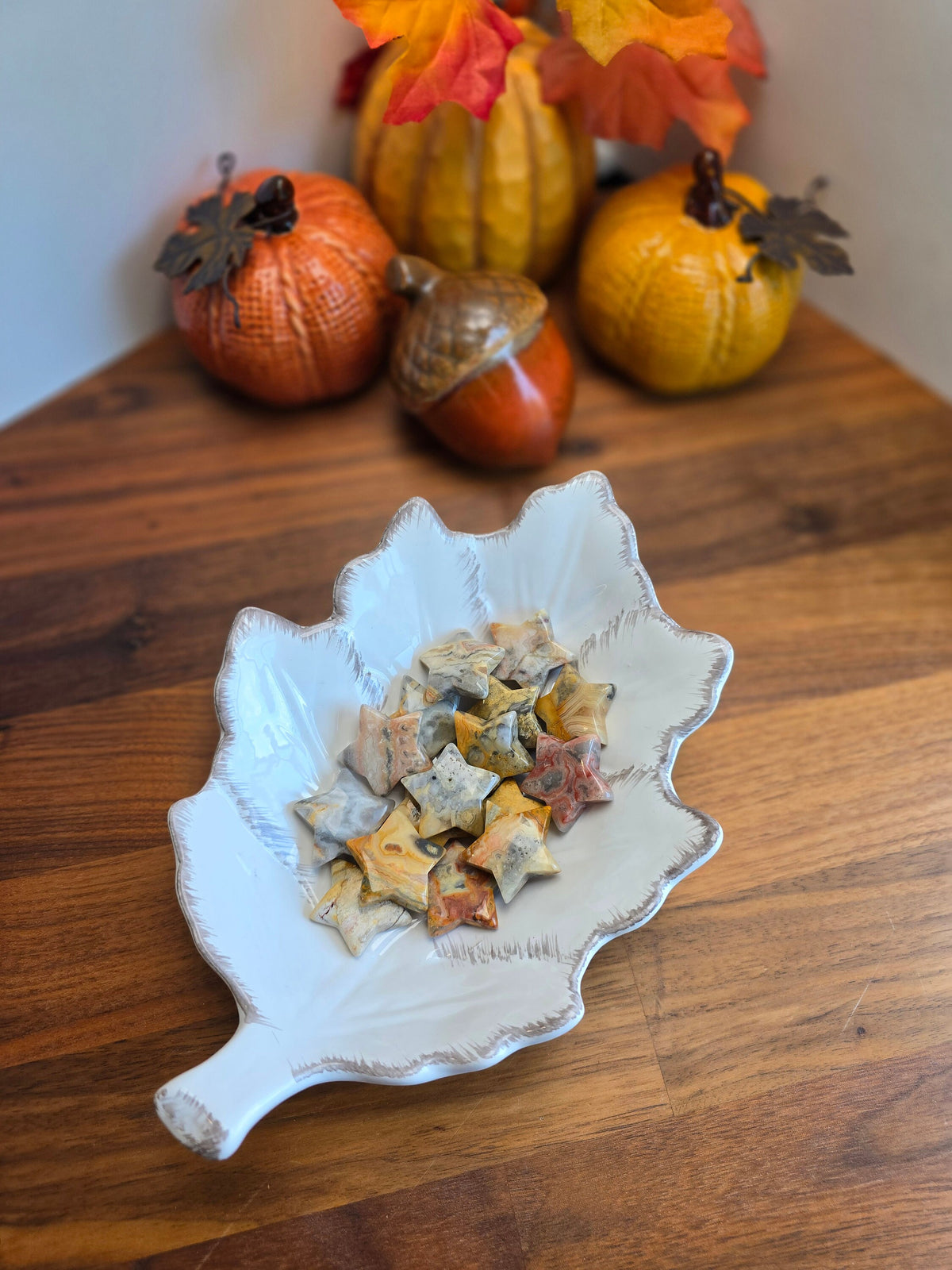 Crystal Star: Yellow Crazy Lace Agate - Autumn Colors, Polished 1.2in