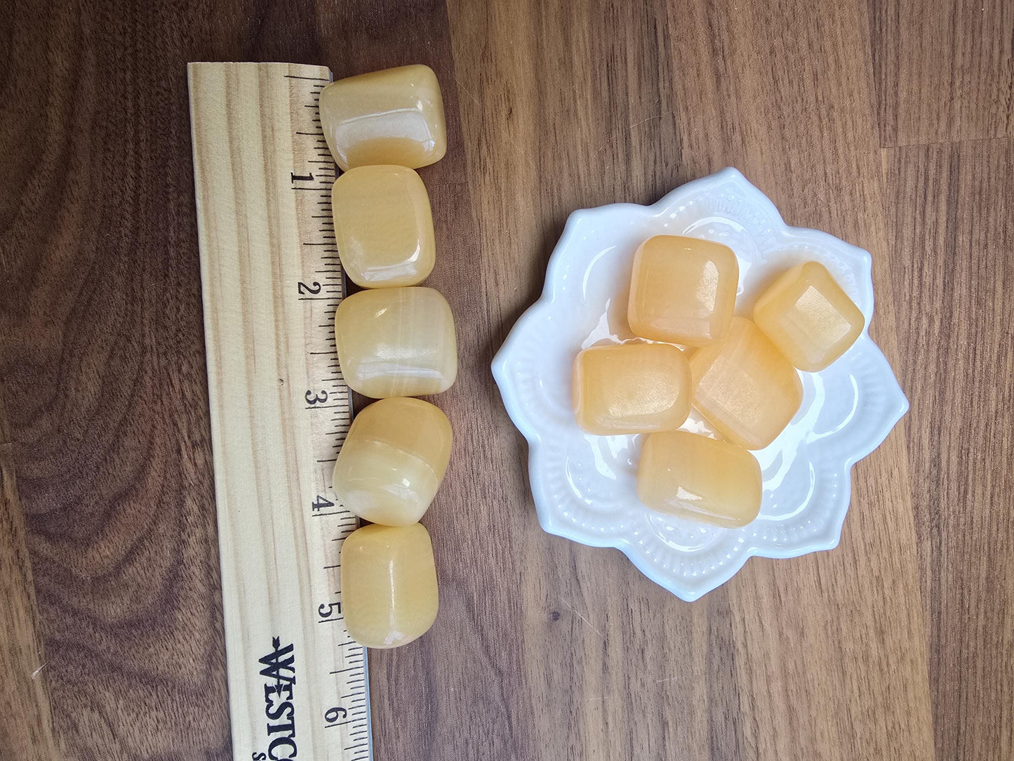 Mango Calcite Crystal Tumble | Pretty orange & yellow color with beautiful patterns and zig zag banding | Intuitively Chosen