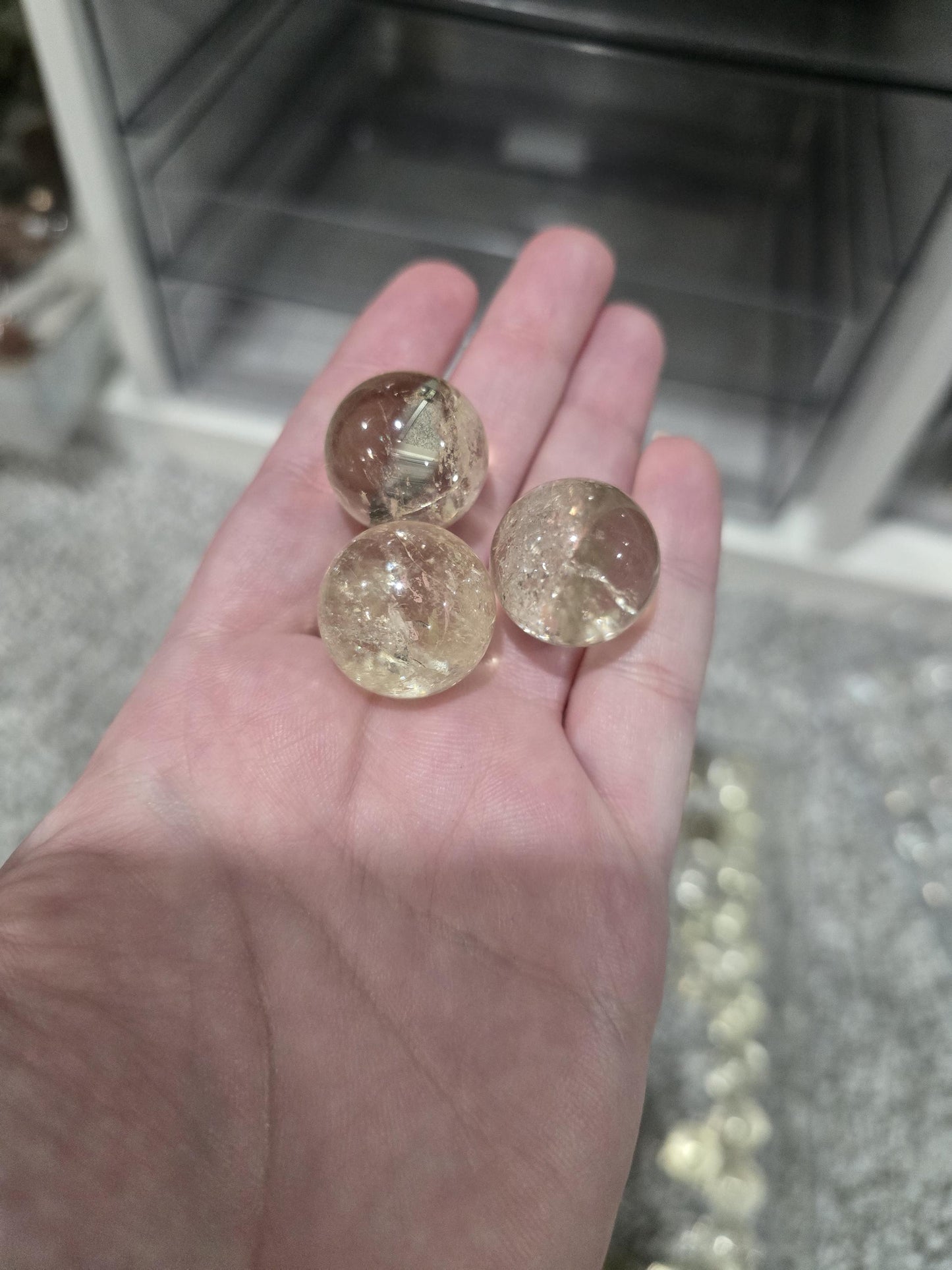 Citrine Sphere | Mini Crystal Pocket Pieces | Around 20MM | Some with Rainbows | Beautiful Yellow Golden Color Balls